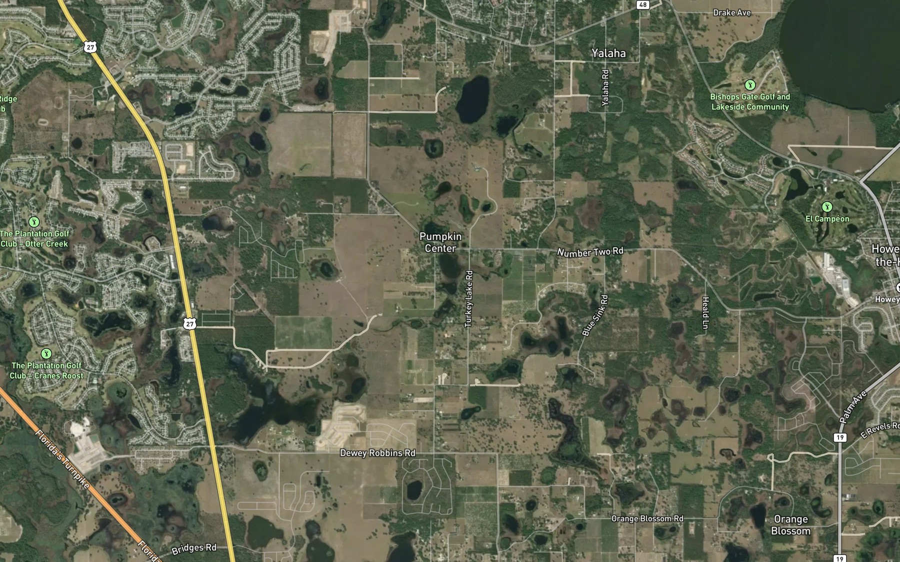 Satellite map of the Pumpkin Center Lake