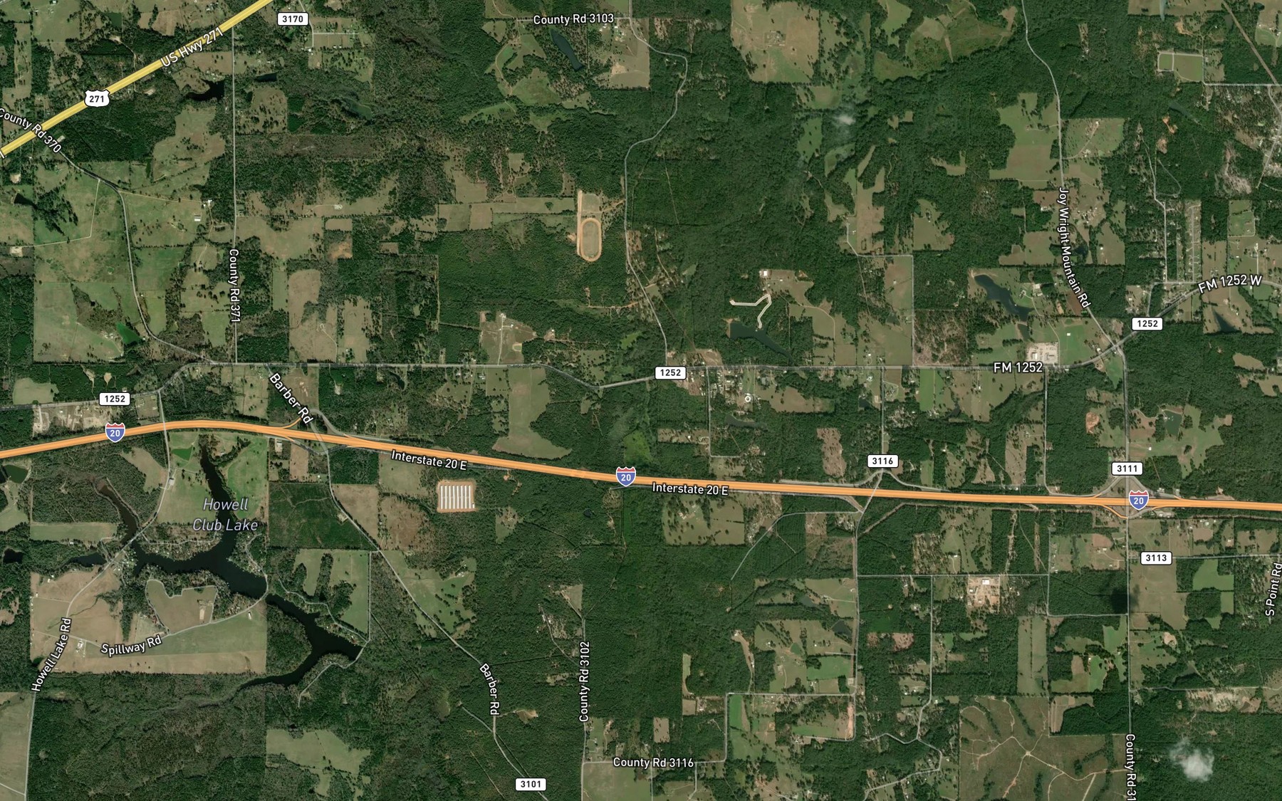 Satellite map of the Caney Creek