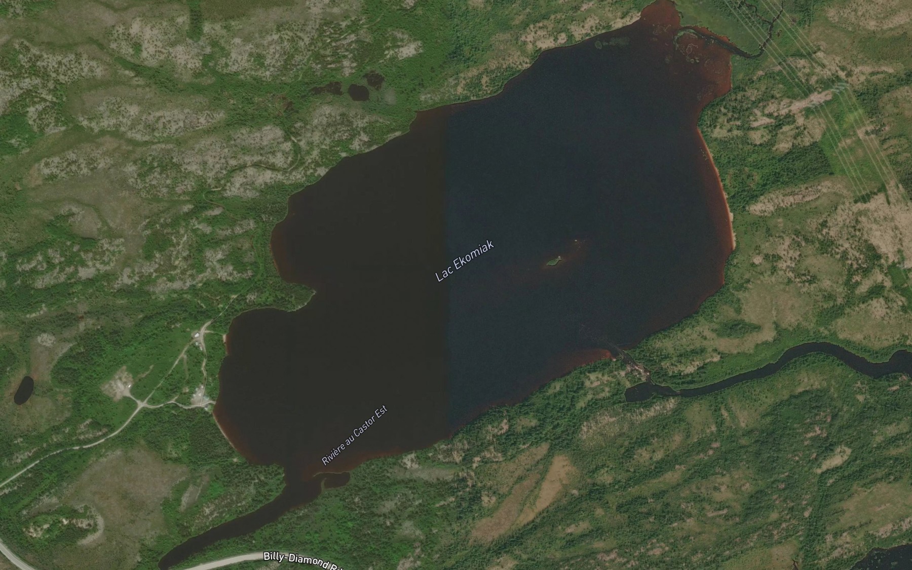 Satellite map of the Lac Ekomiak