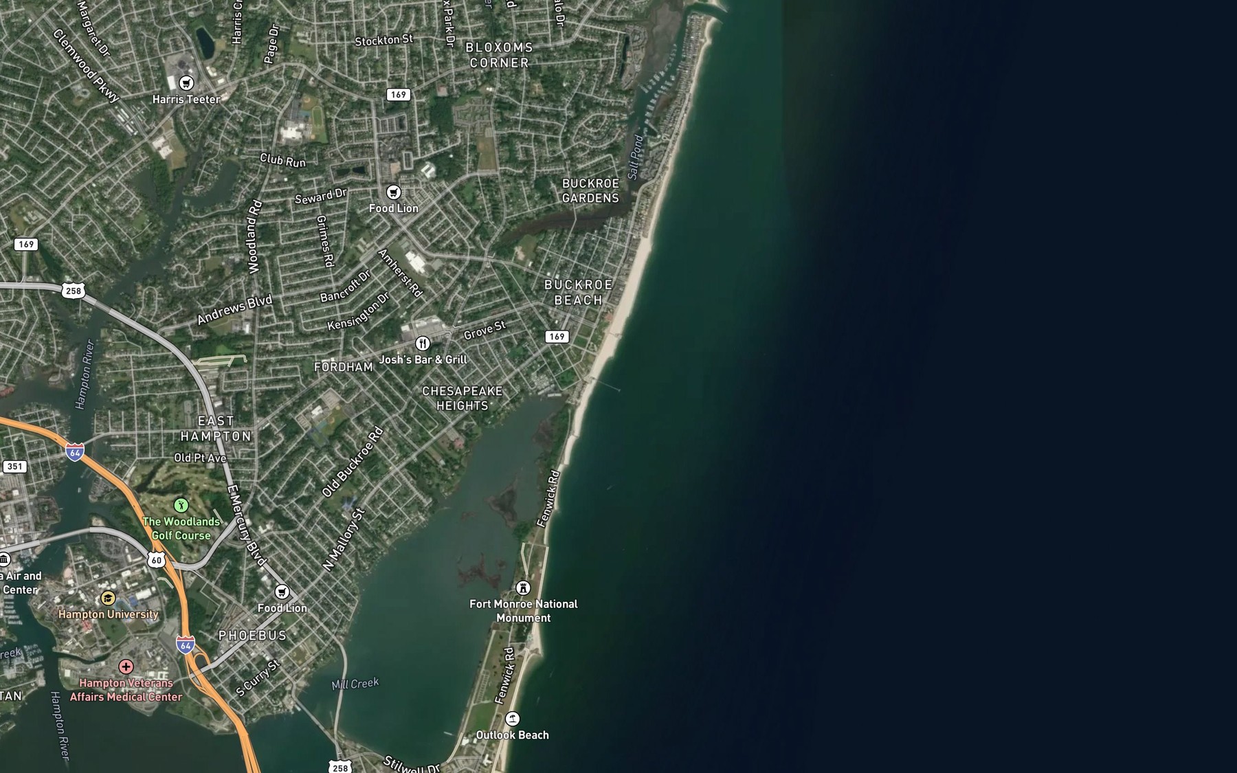 Satellite map of the James T Wilson Fishing Pier