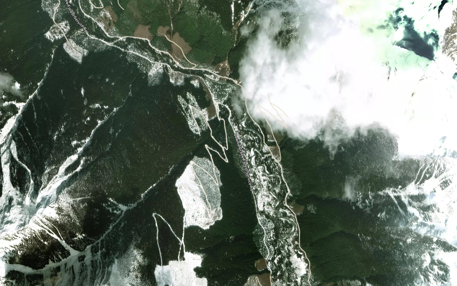Satellite map of the Pelkey Creek