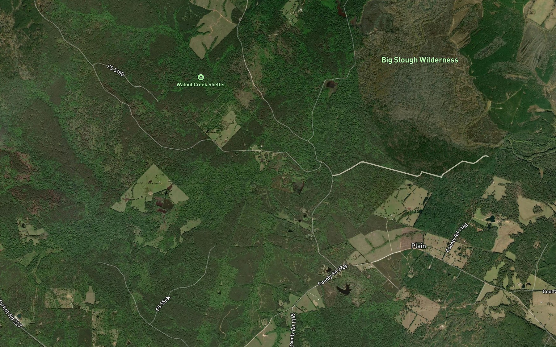 Satellite map of the Whiteley Creek