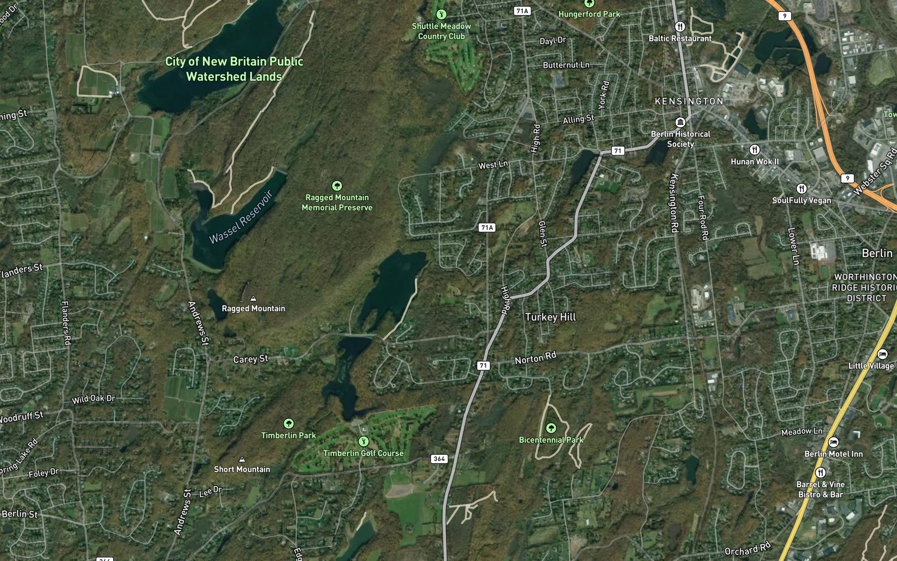 Satellite map of the Stocking Brook
