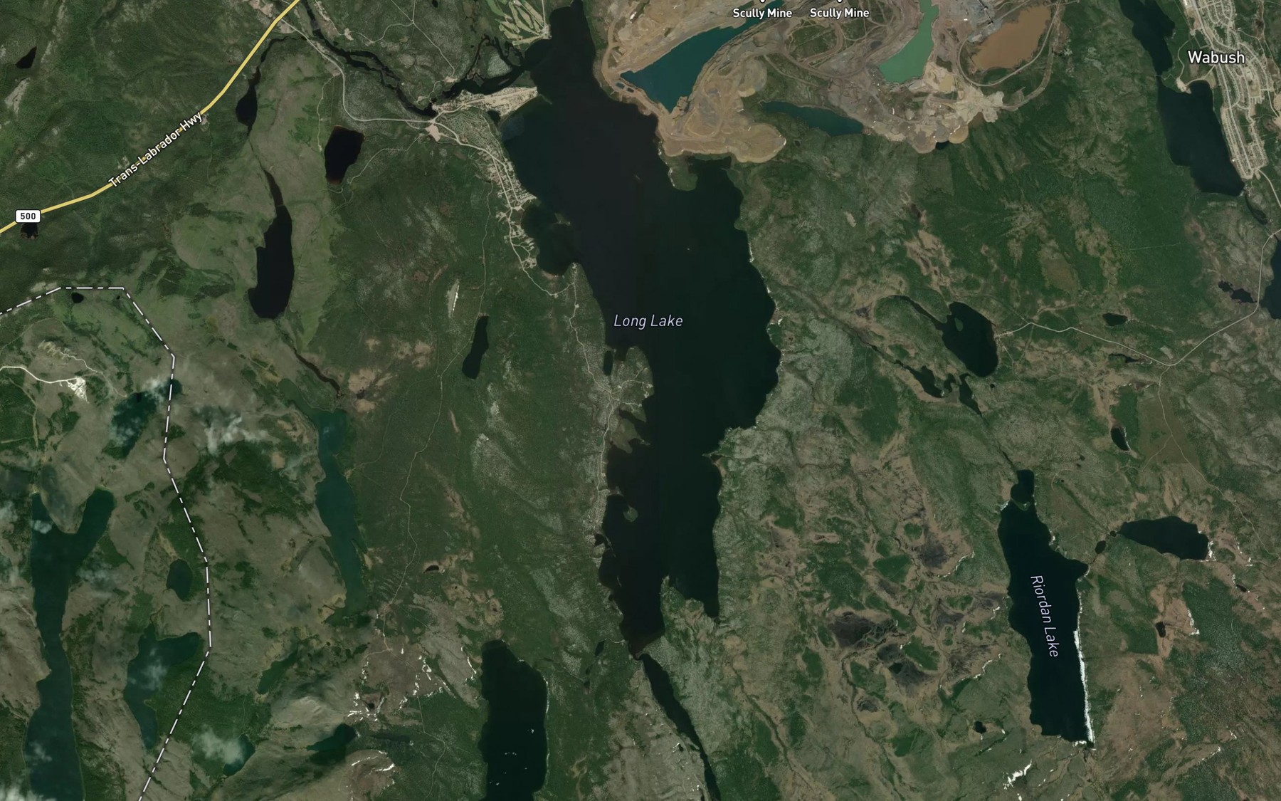 Satellite map of the Long Lake