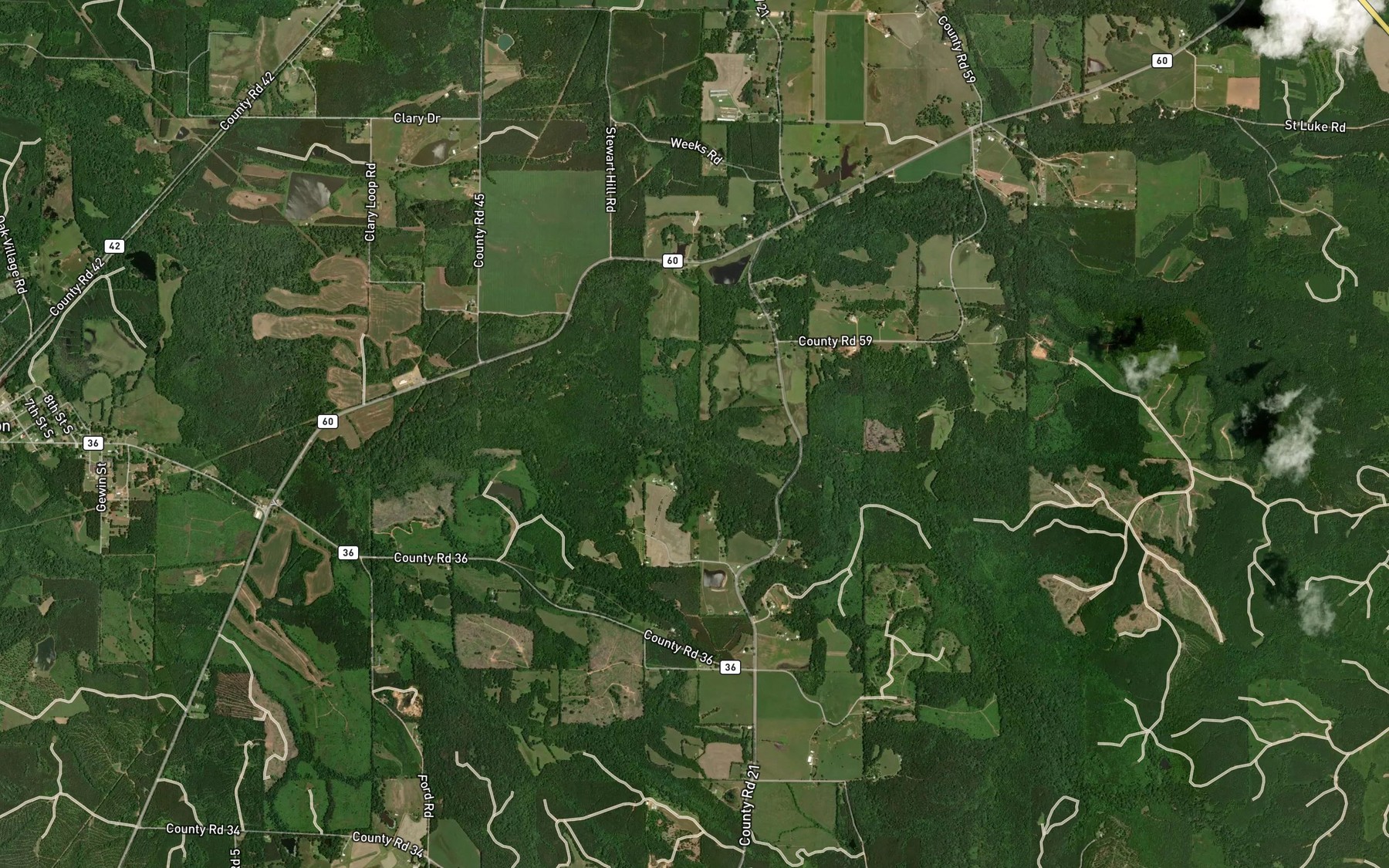 Satellite map of the Friersons Branch