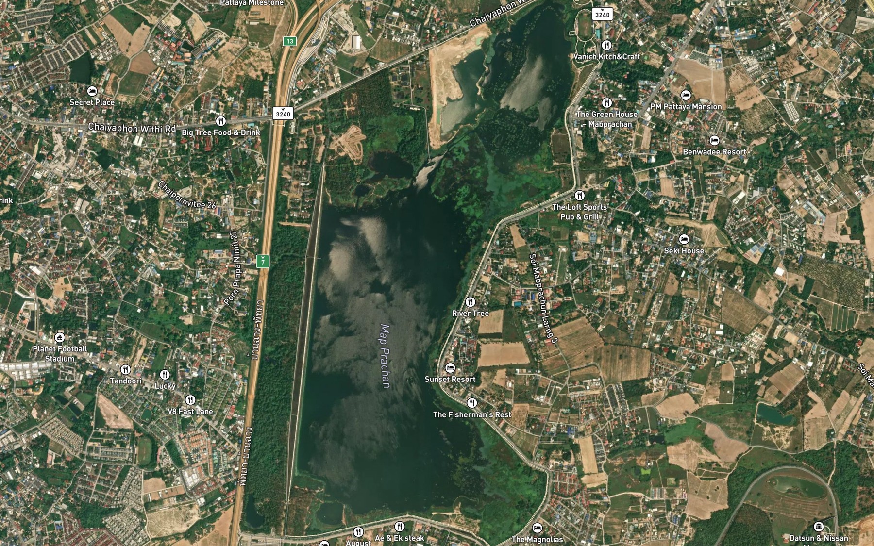 Satellite map of the Ang Kep Nam Map Prachan