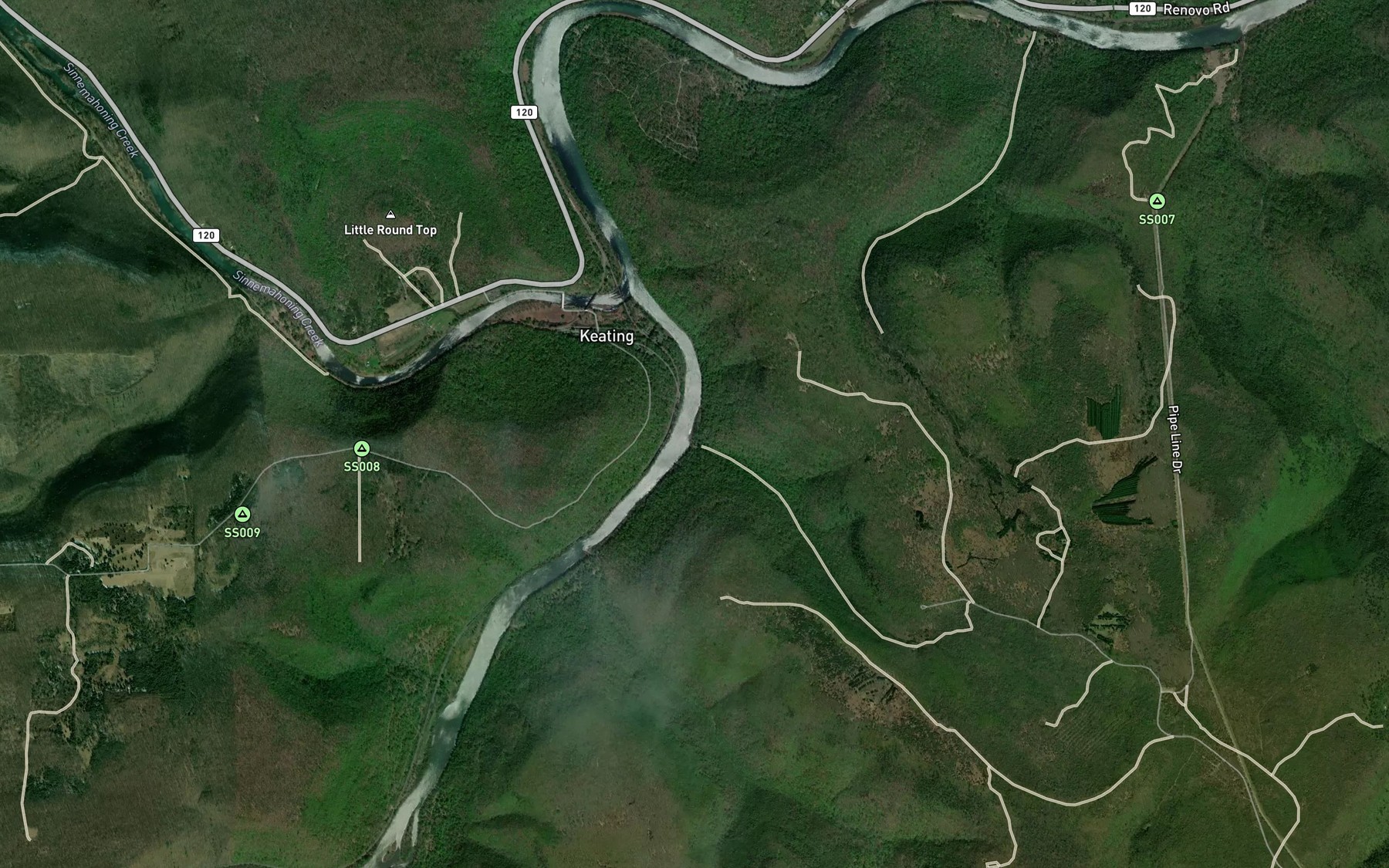 Satellite map of the Jews Run