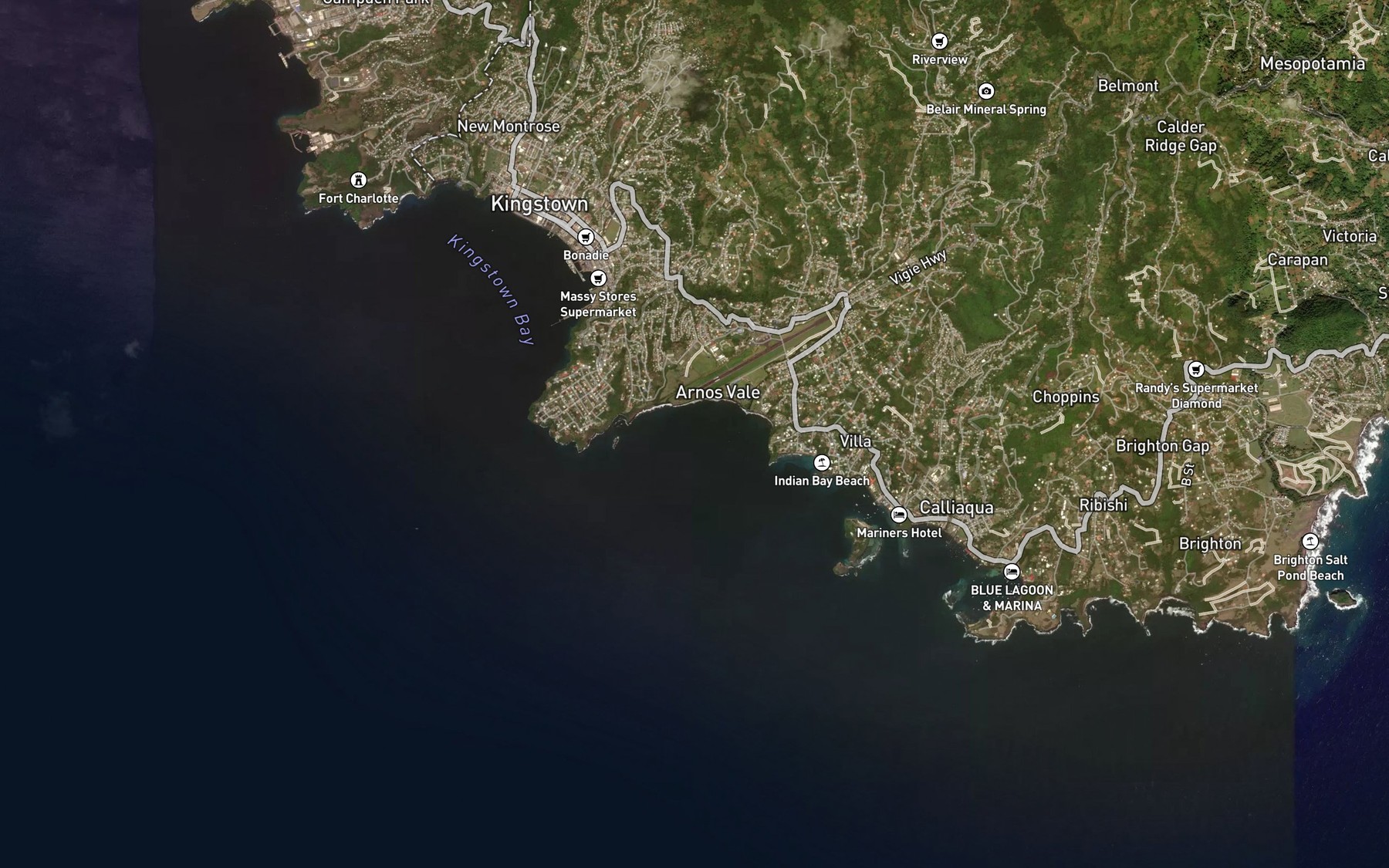 Satellite map of the Greathead Bay