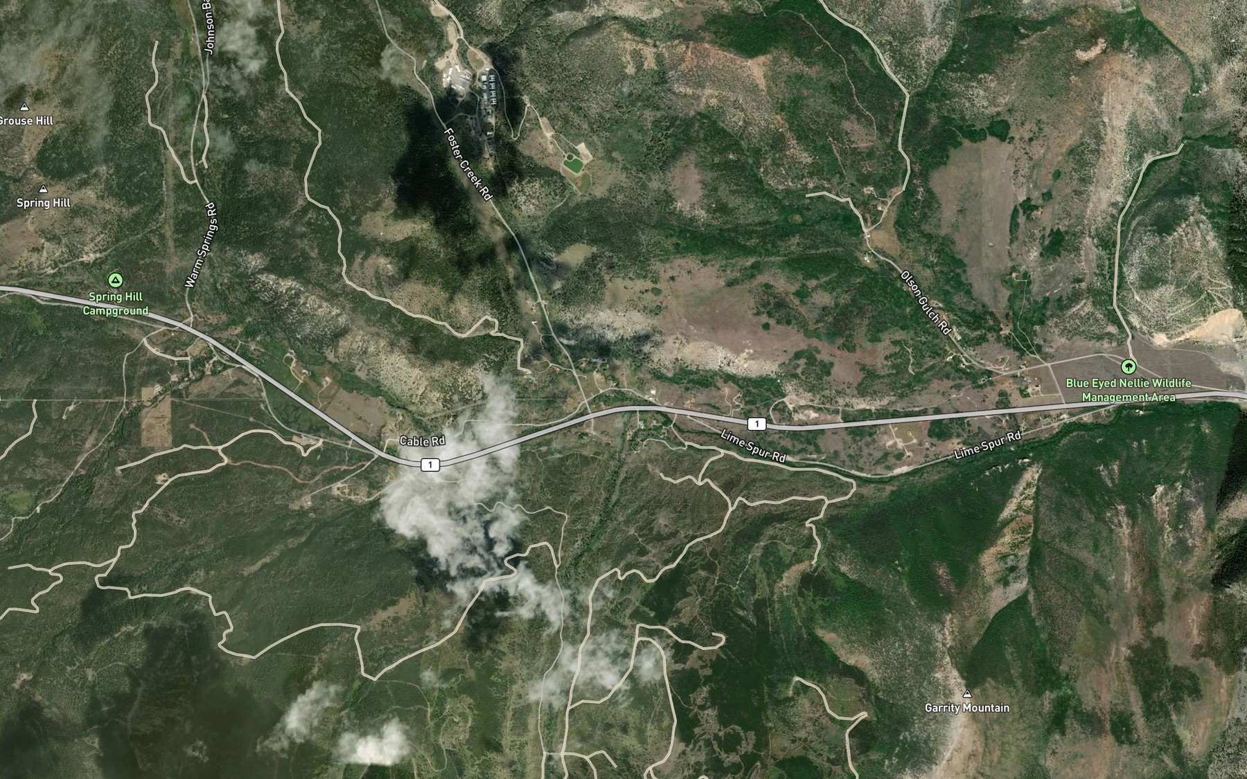 Satellite map of the Foster Creek