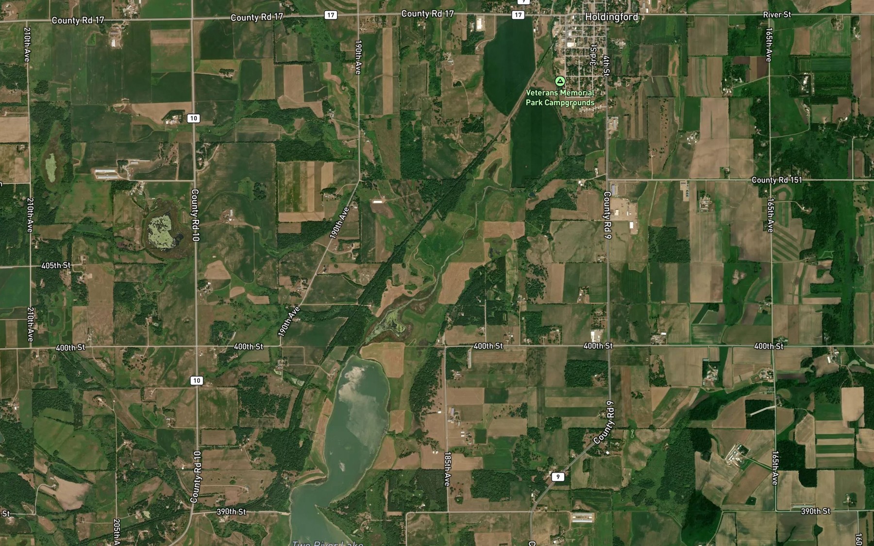 Satellite map of the Krain Creek