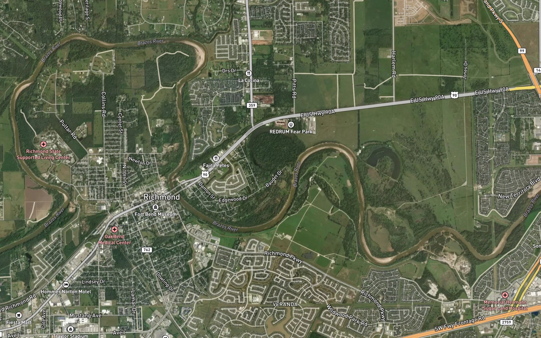 Satellite map of the Old River Lake
