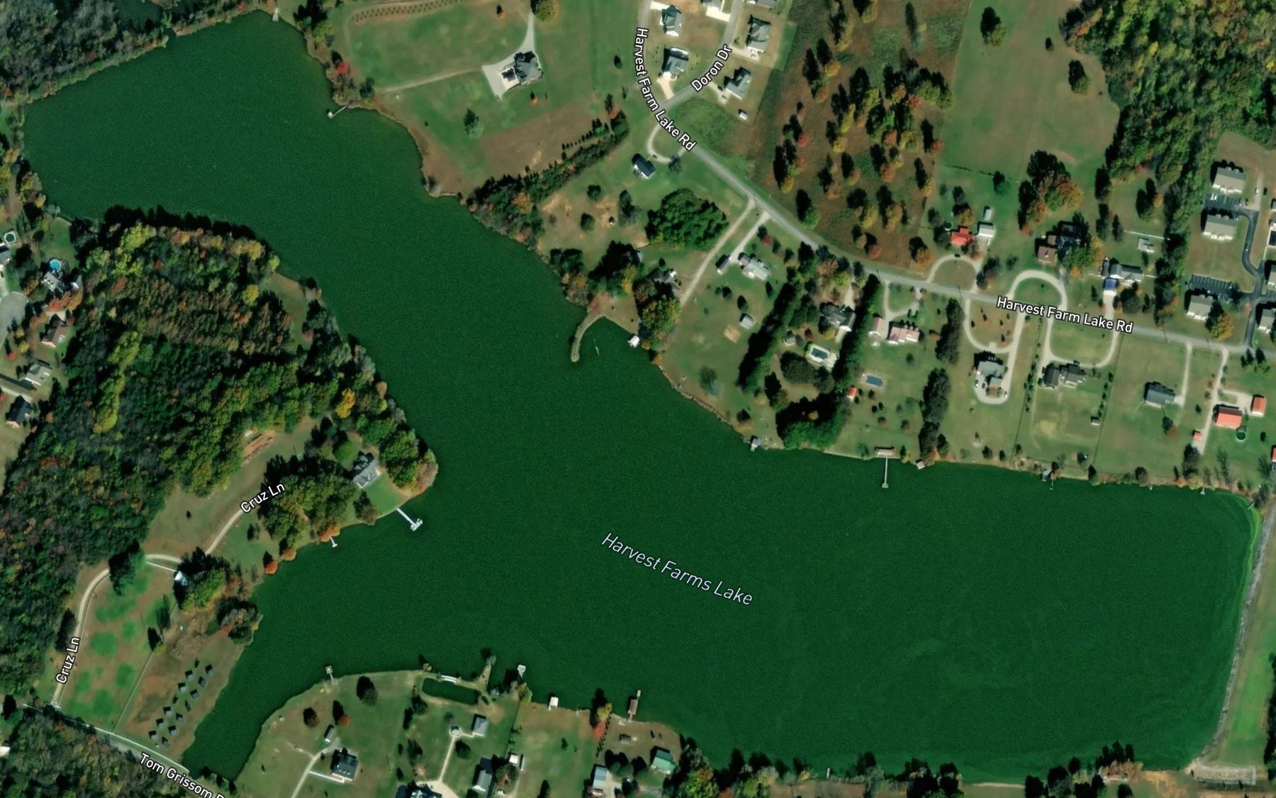Satellite map of the Harvest Farms Lake