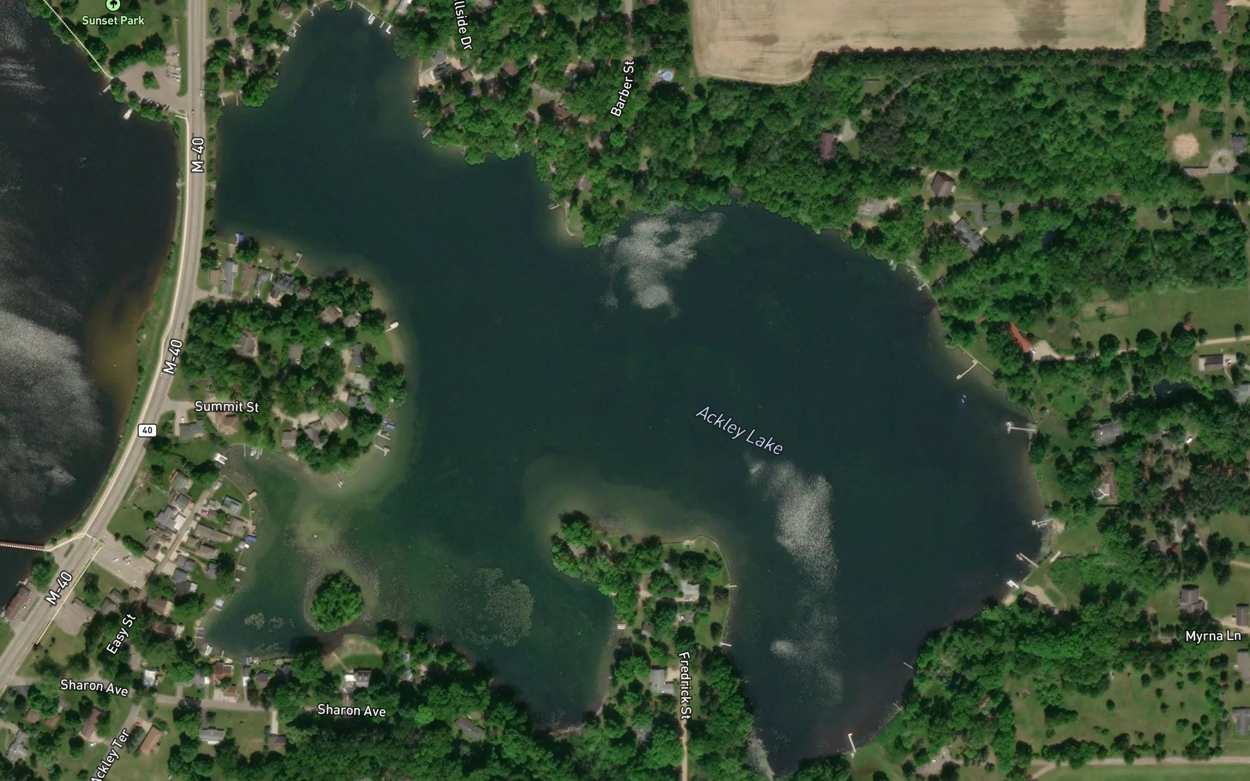 Satellite map of the Ackley Lake