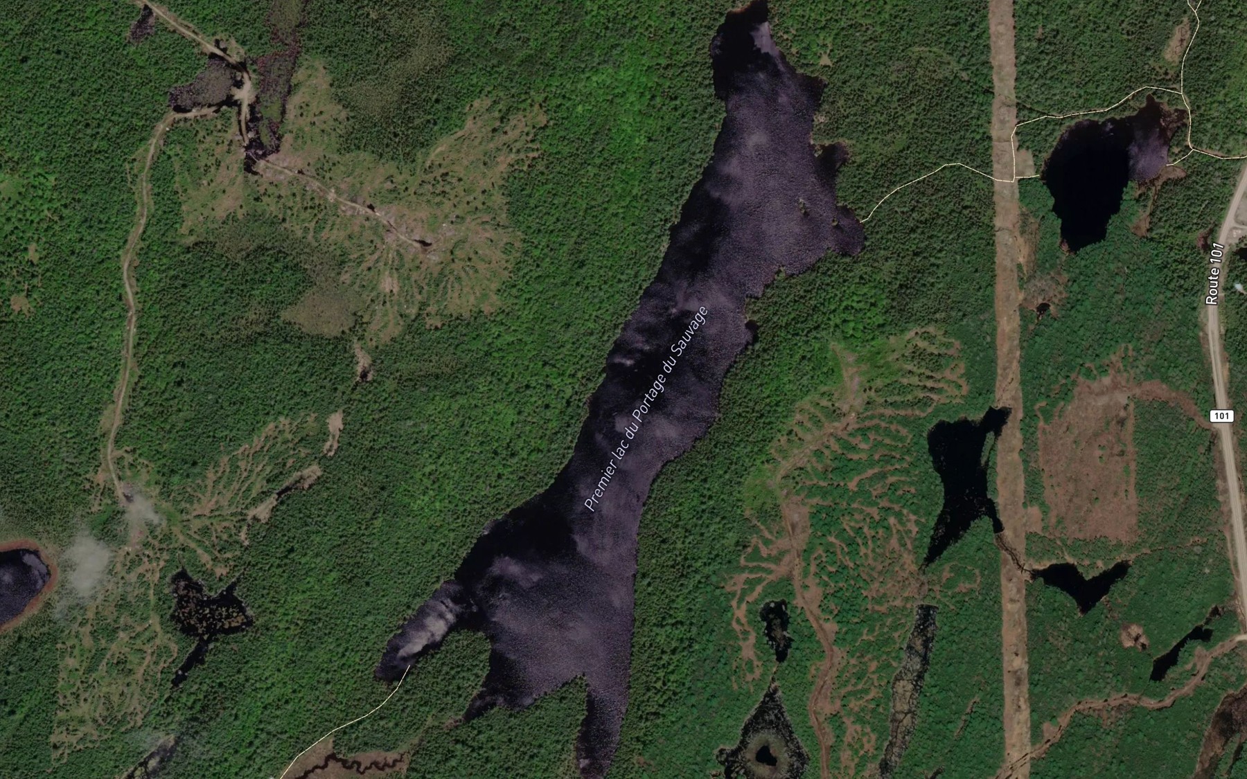 Satellite map of the Premier lac du Portage du Sauvage