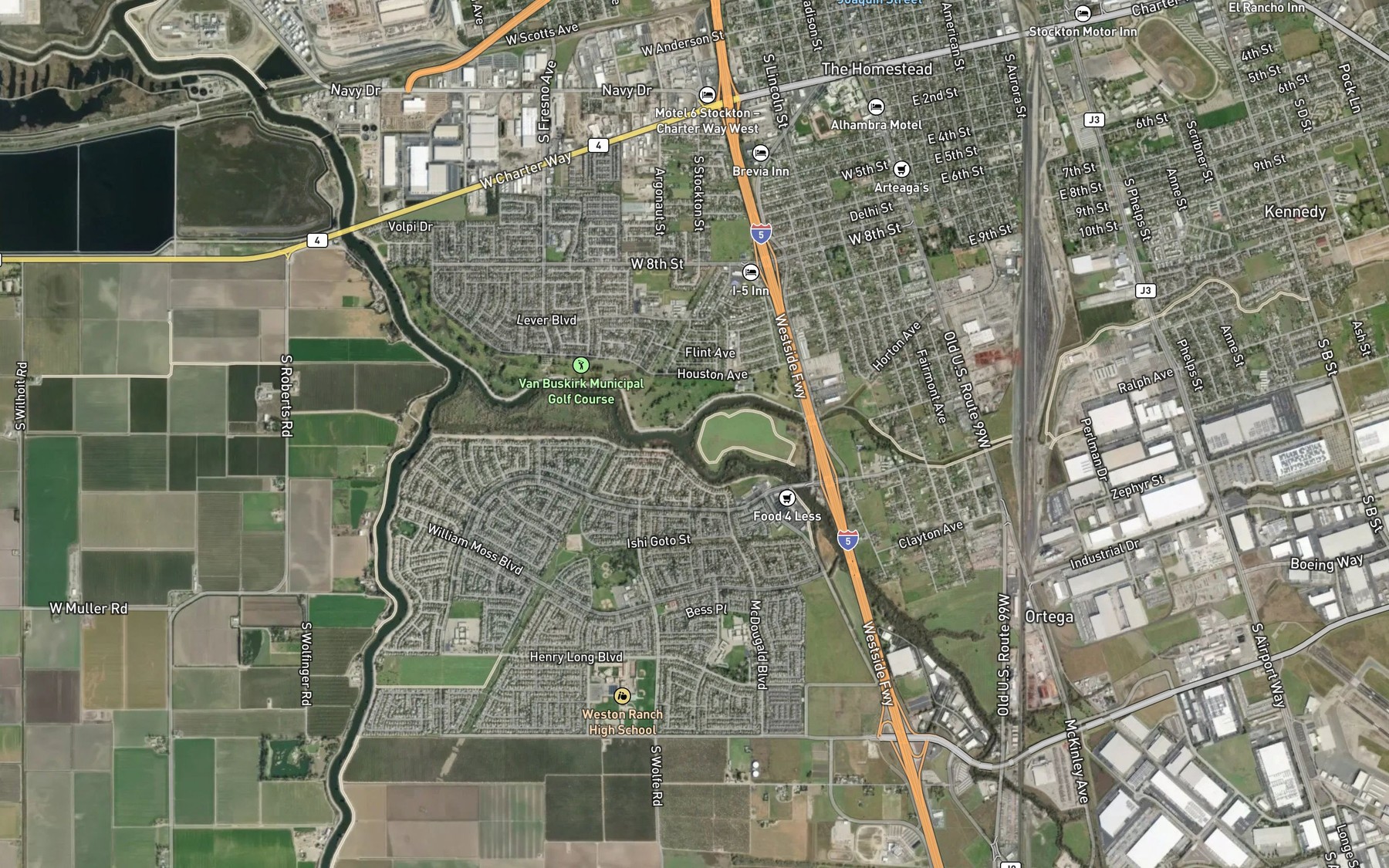 Satellite map of the Walker Slough
