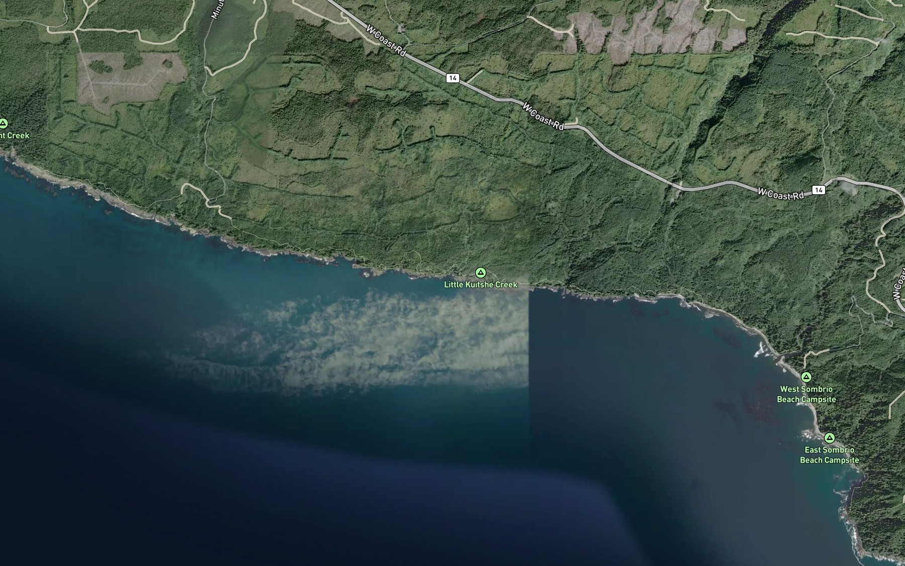 Satellite map of the Kuitshe Cove