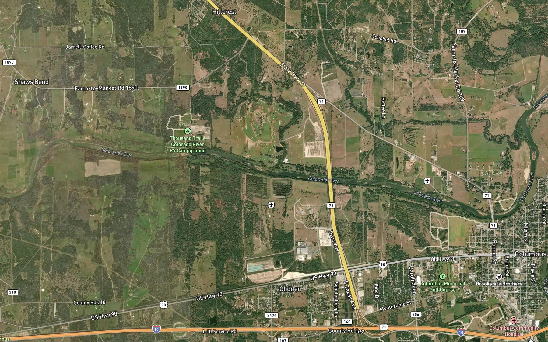 Satellite map of the Rocky Creek