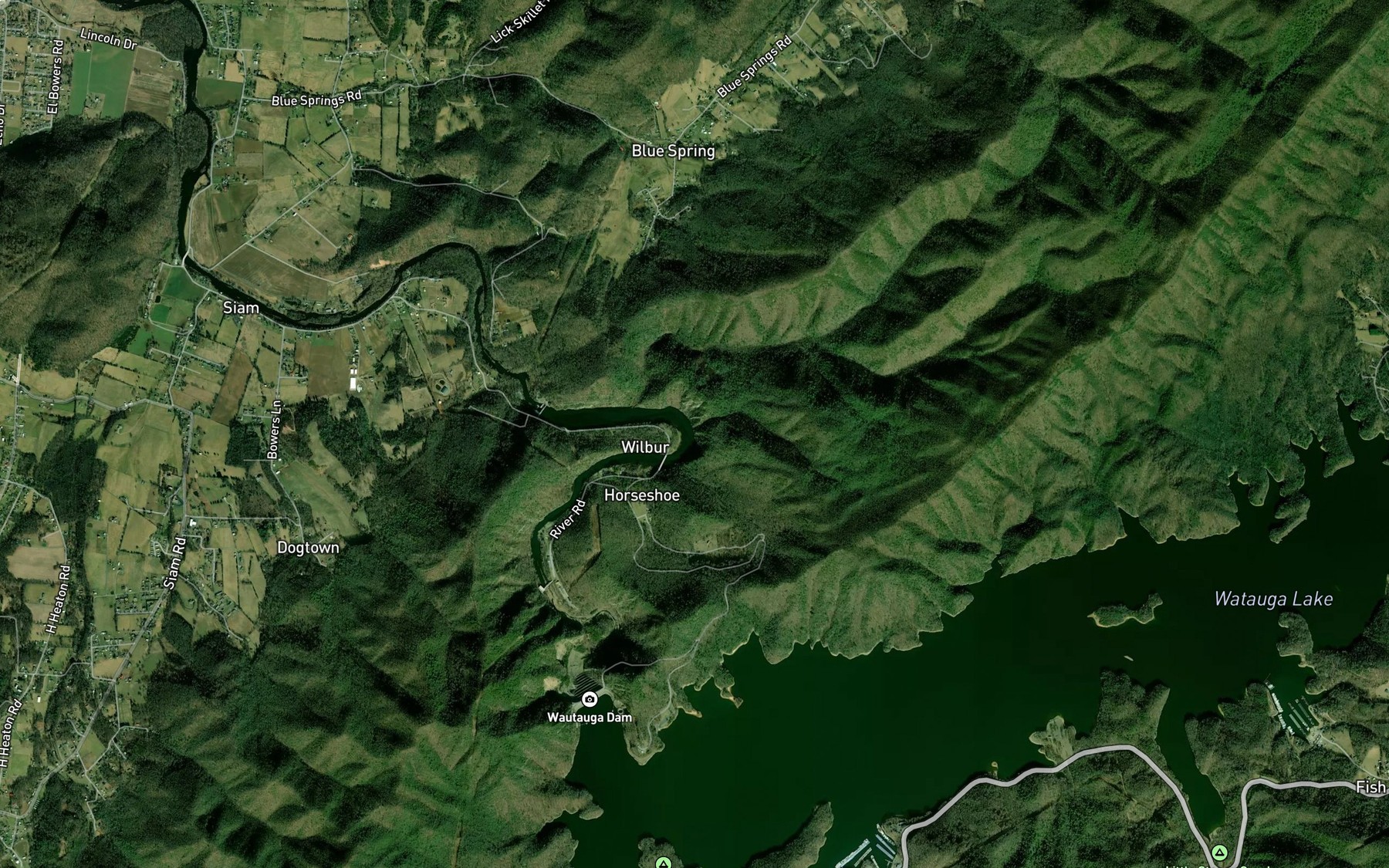 Satellite map of the Little Laurel Branch