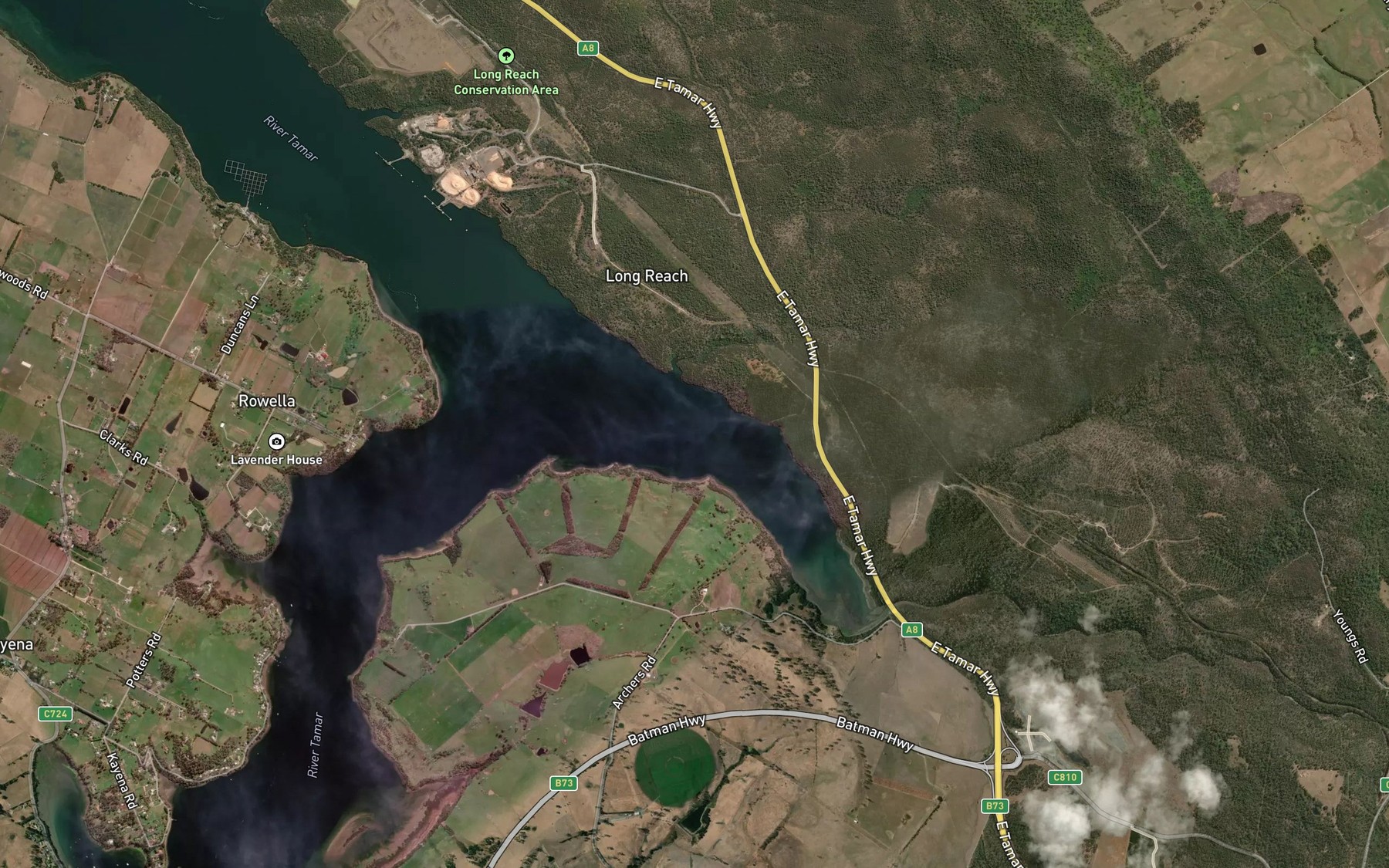 Satellite map of the East Arm