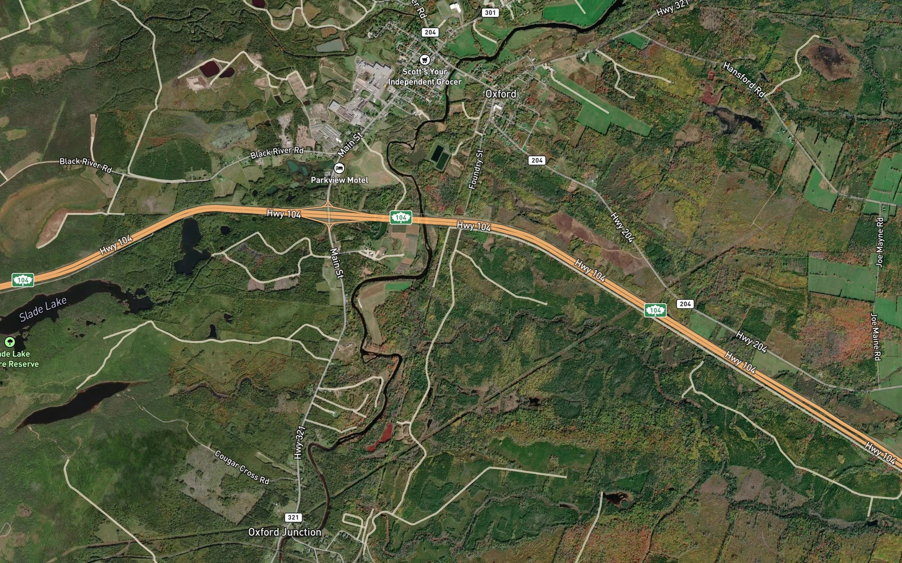 Satellite map of the Bent Dam Pool