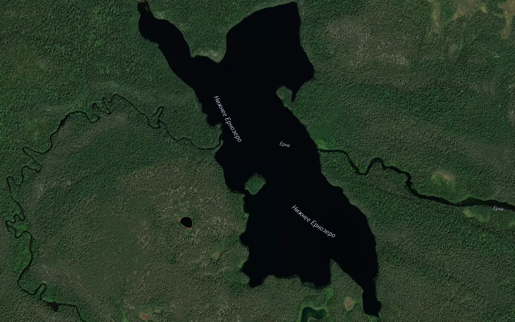 Satellite map of the Ozero Nizhneye Yernozero