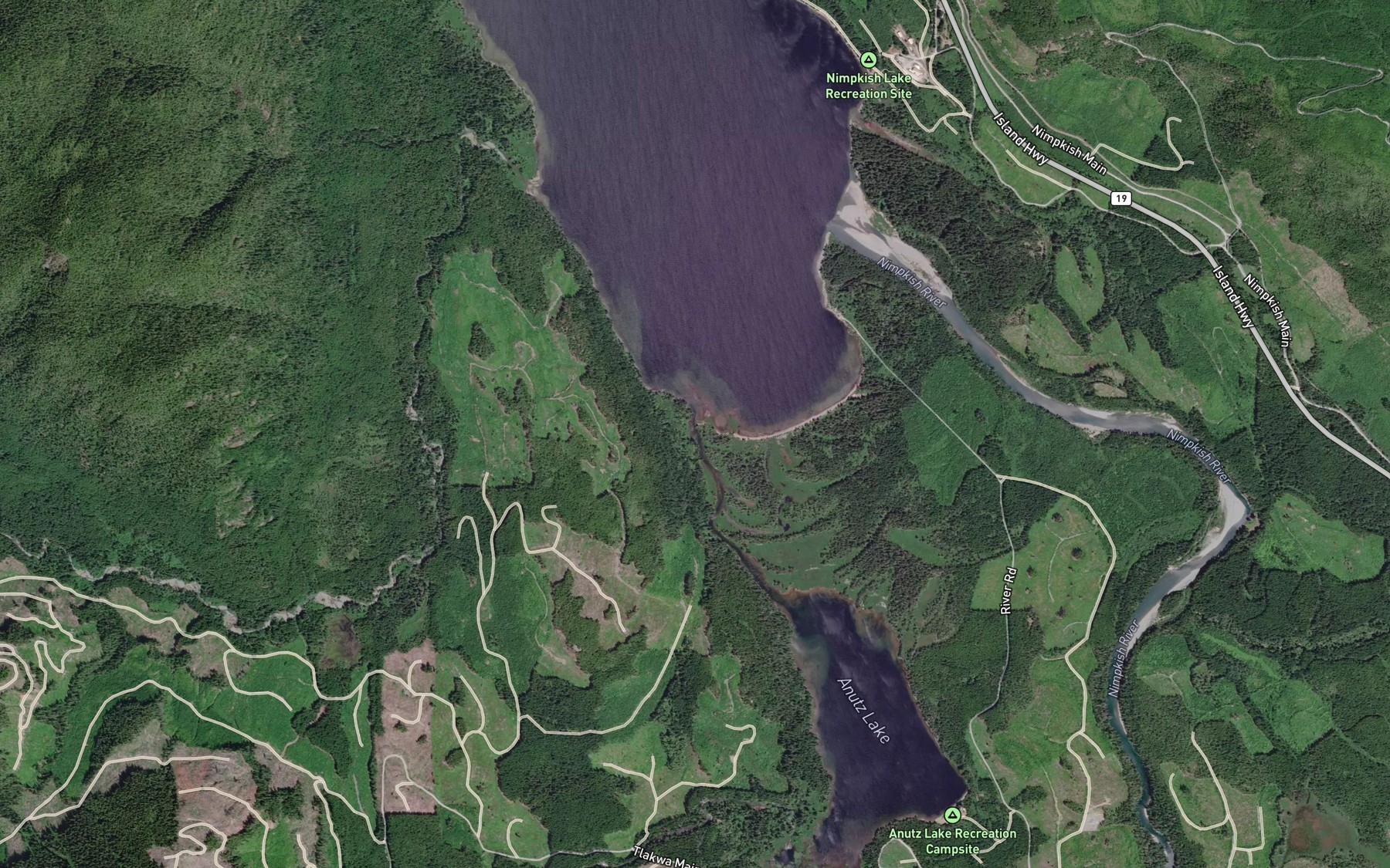 Satellite map of the Atluck Creek