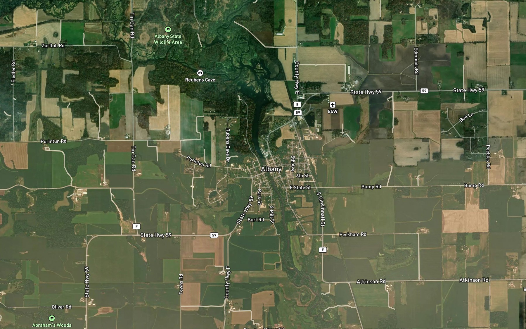 Satellite map of the Albany Lake