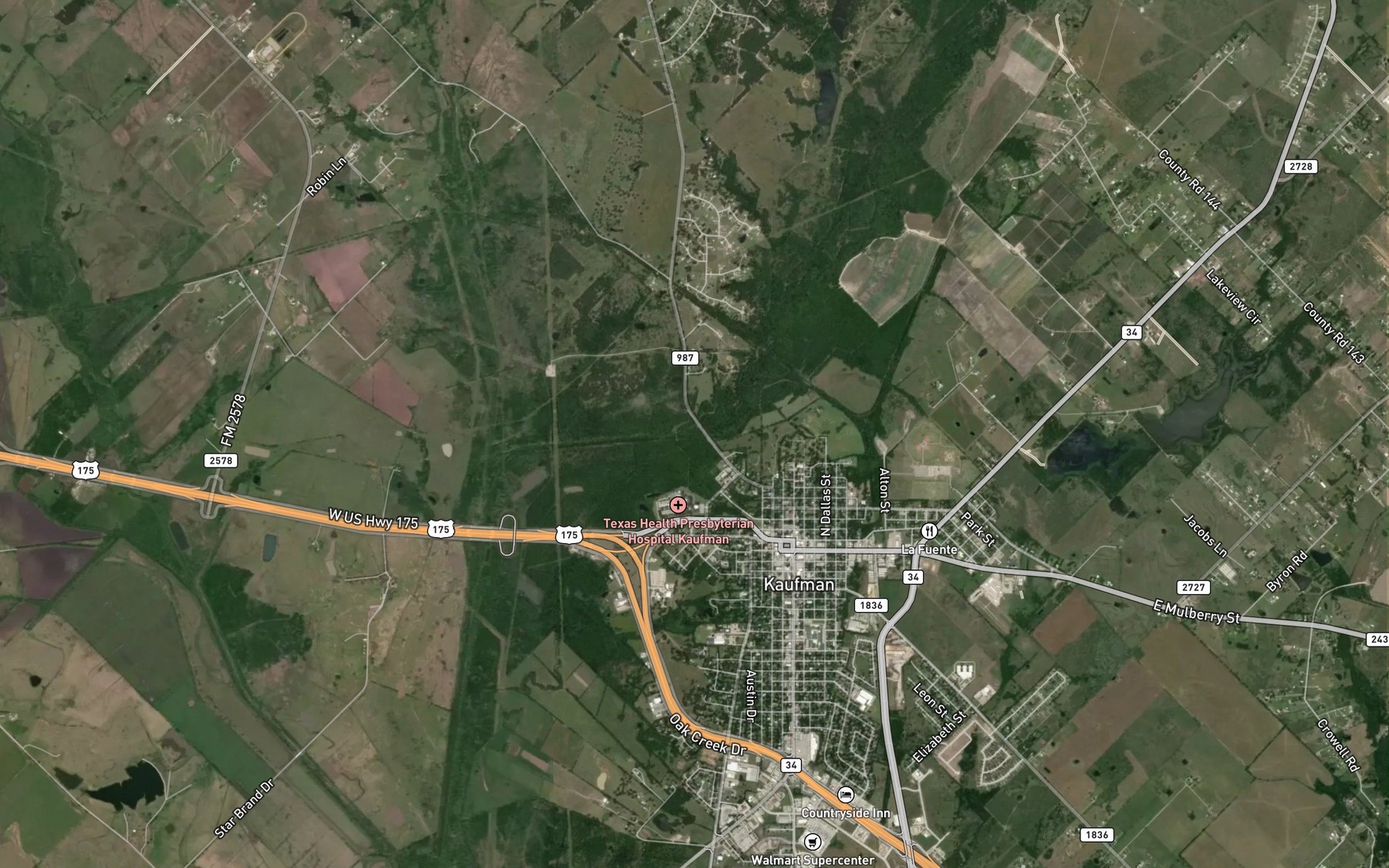 Satellite map of the Kaufman Branch