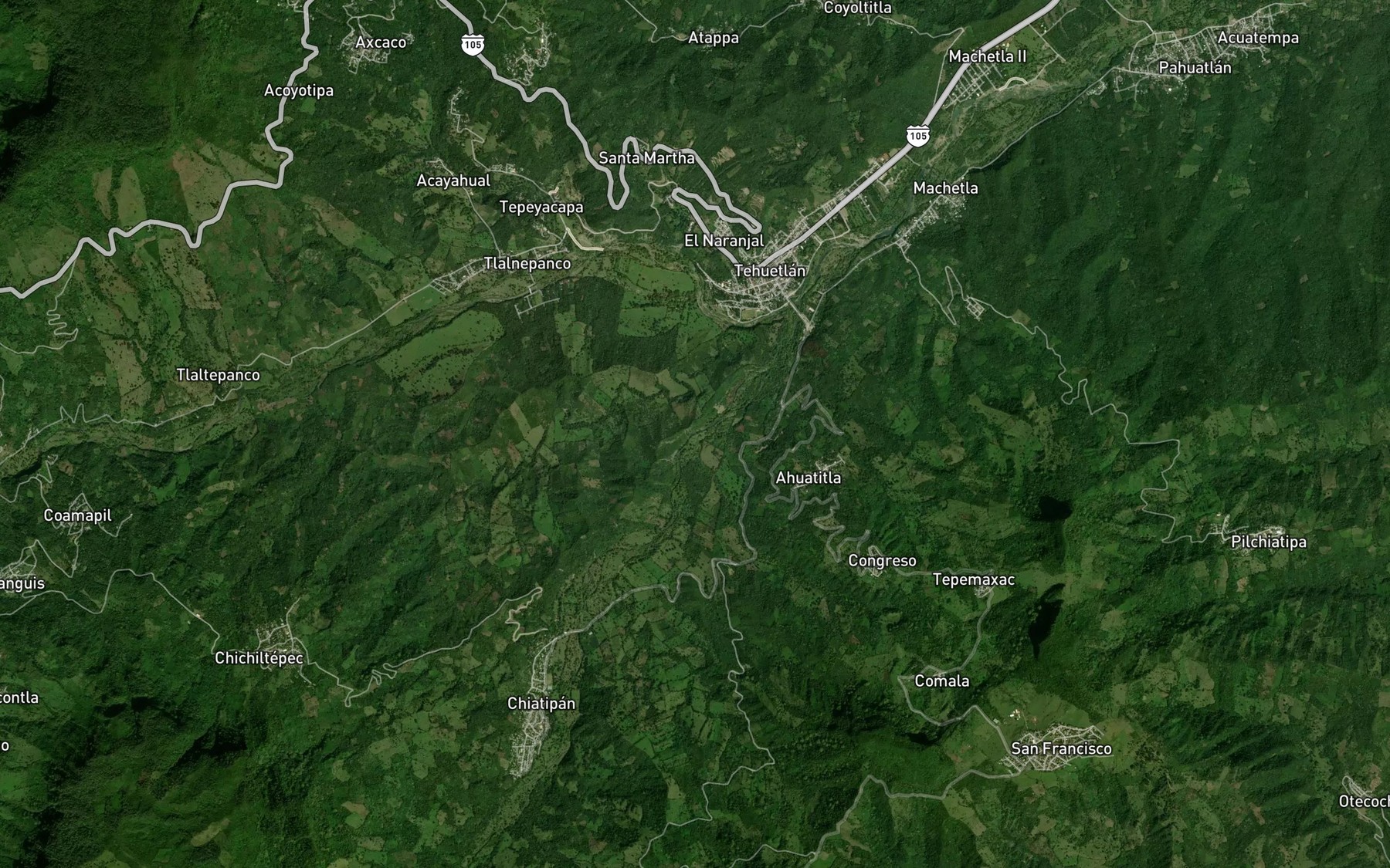 Satellite map of the Copalapa