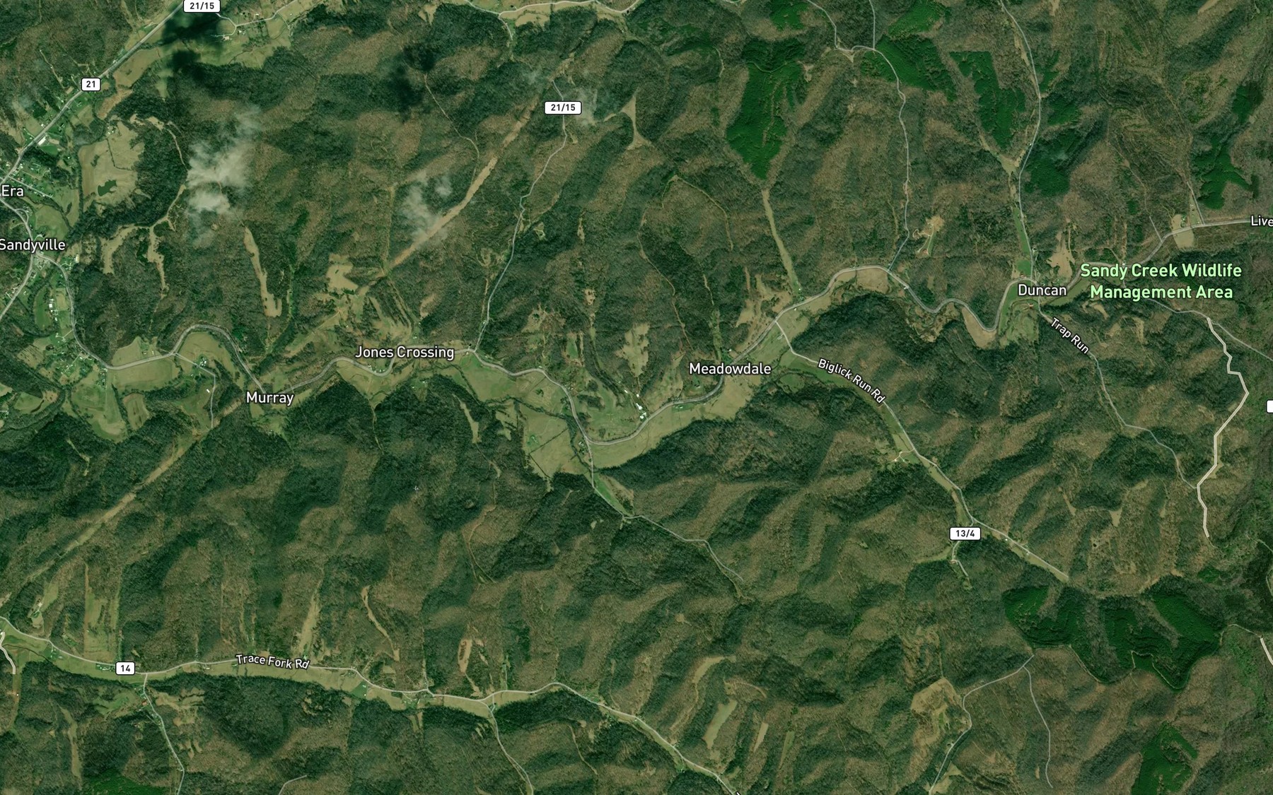 Satellite map of the Bens Run