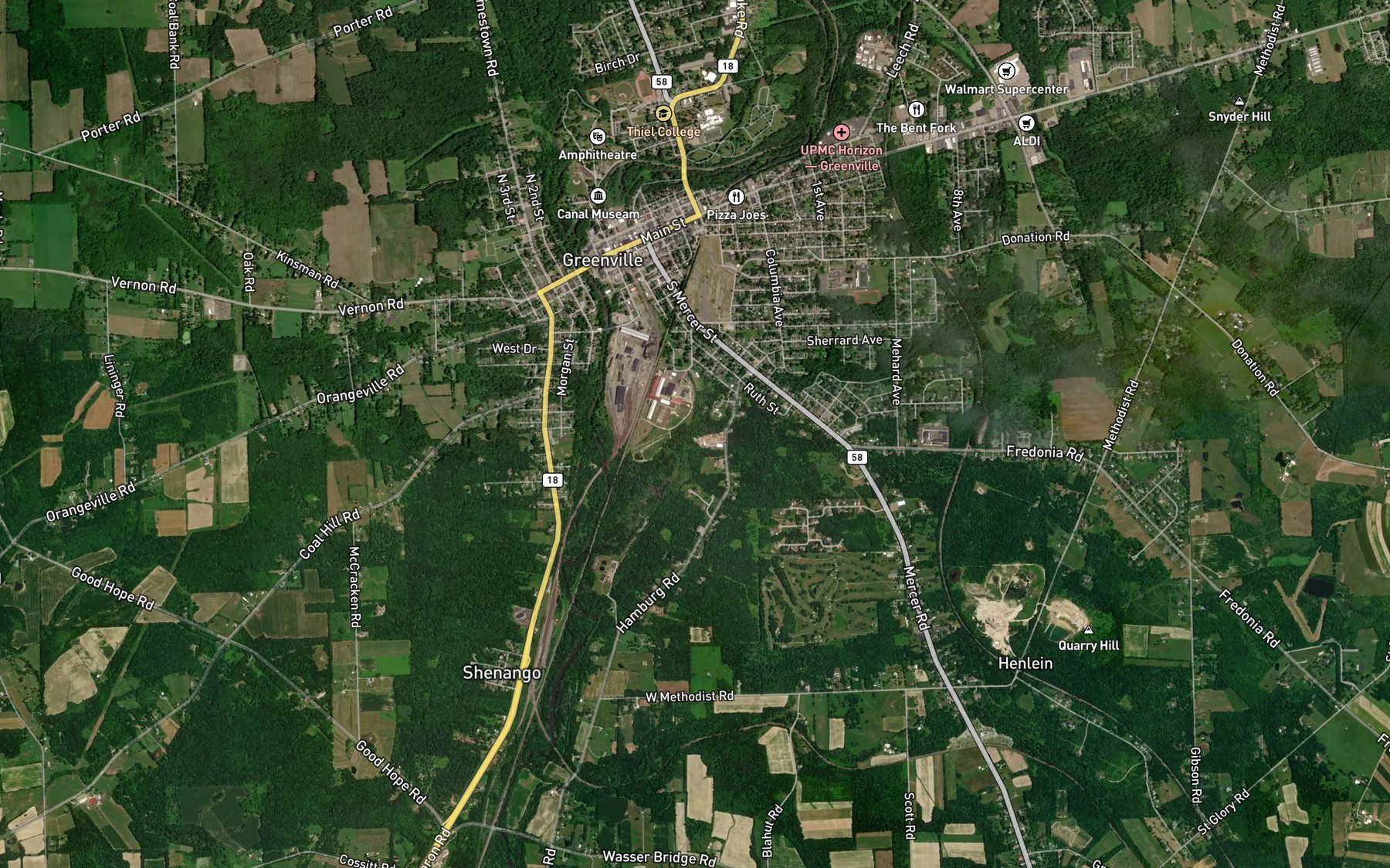 Satellite map of the Saul Run
