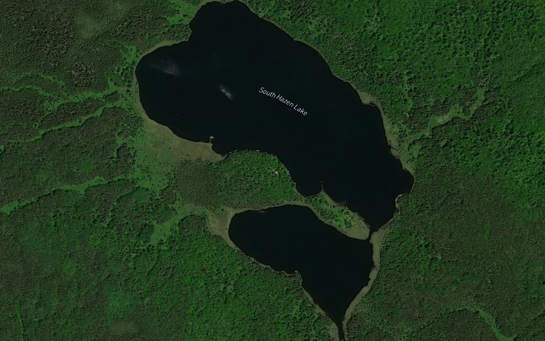 Satellite map of the South Hazen Lake