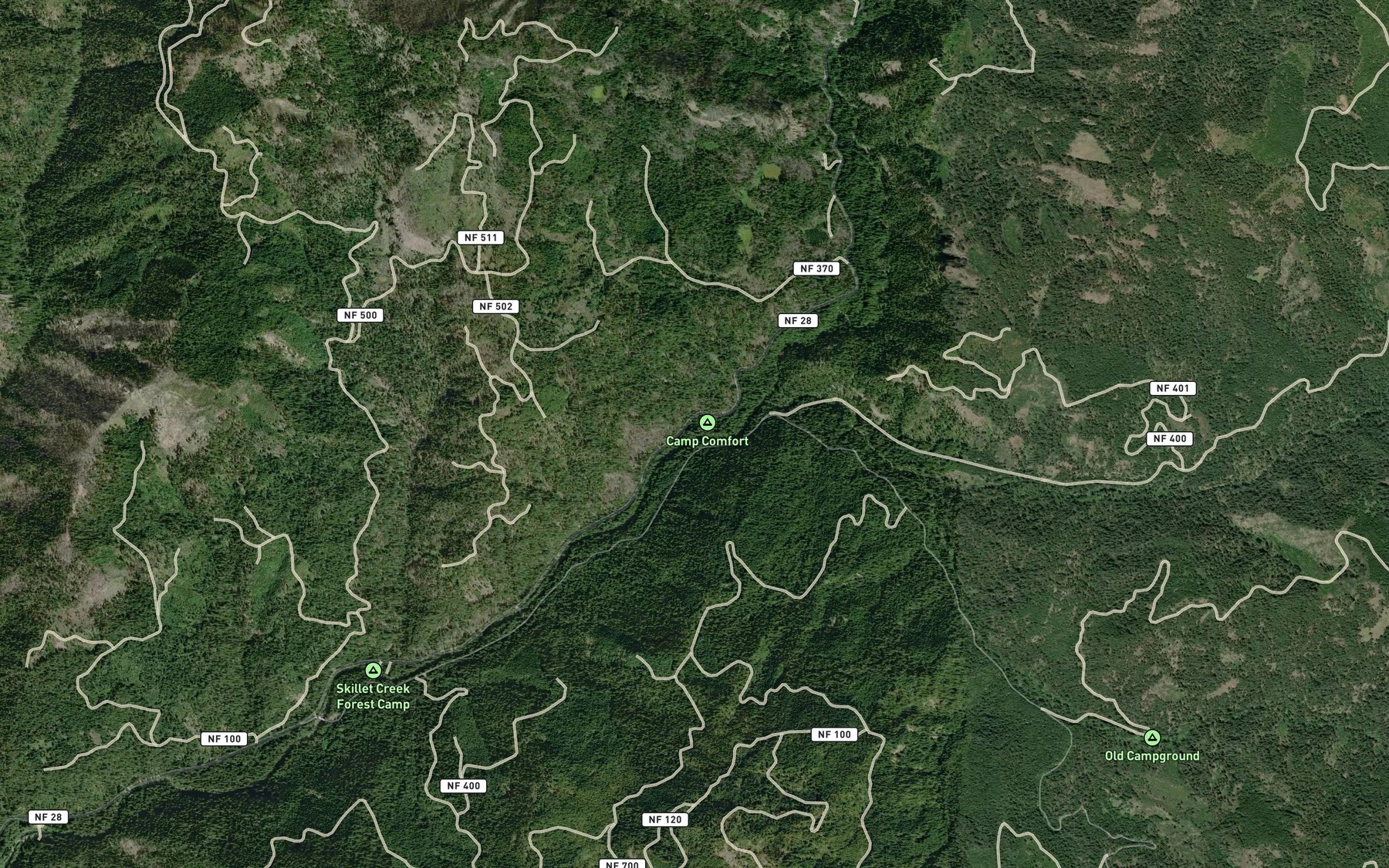 Satellite map of the Silver Creek