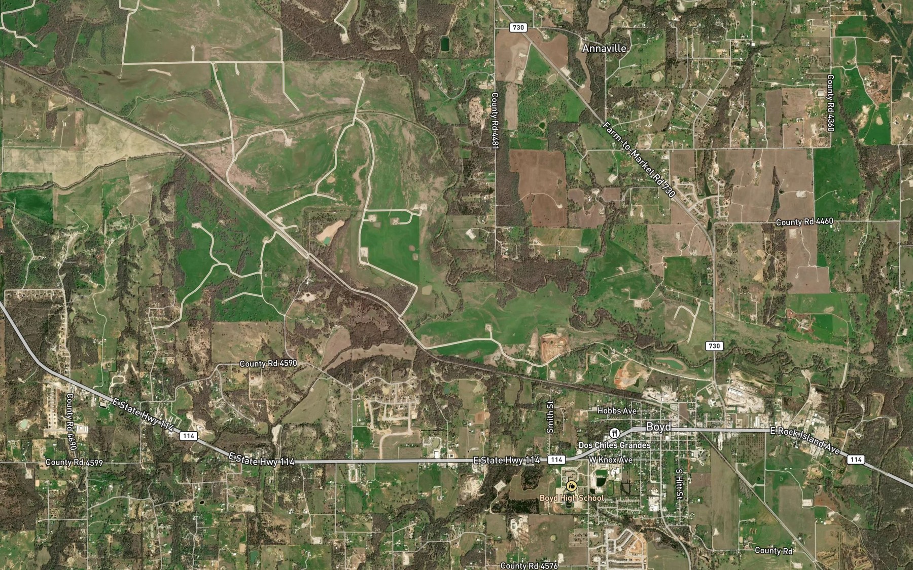 Satellite map of the Lola Creek