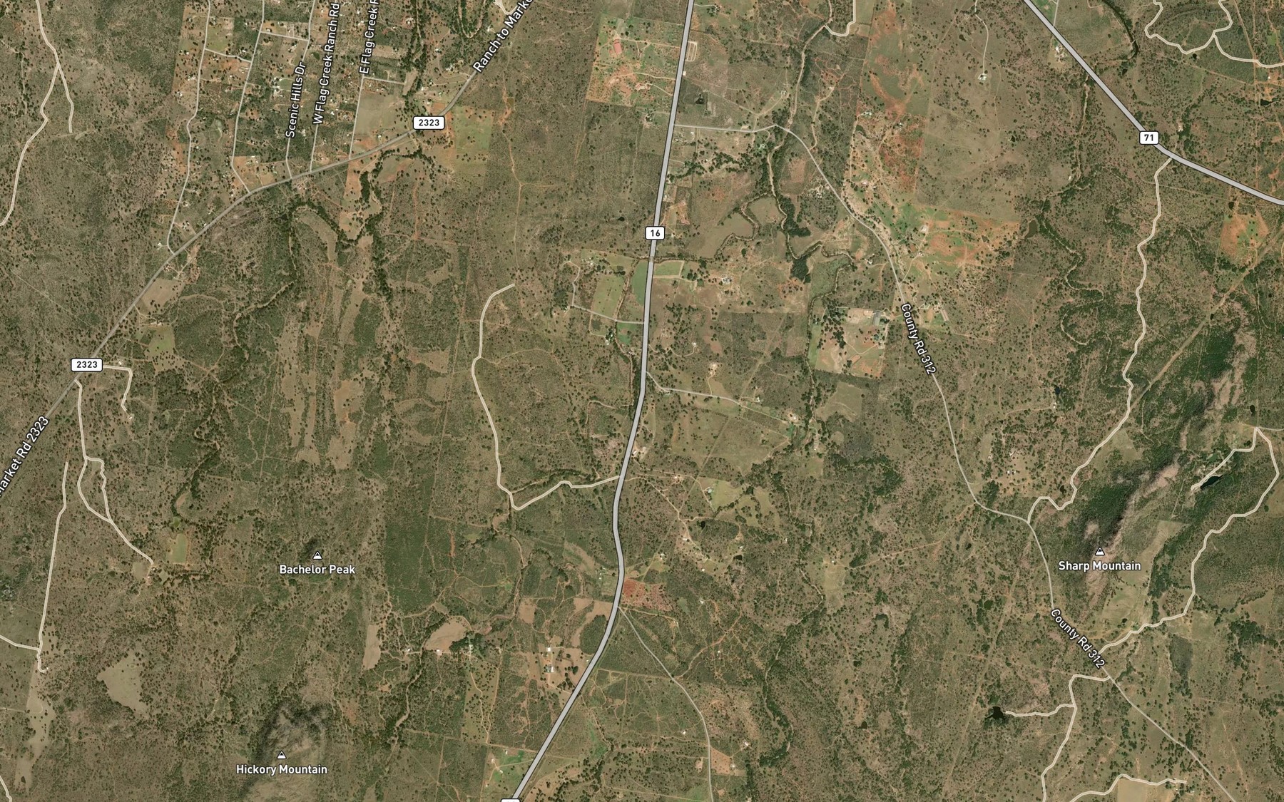 Satellite map of the Hickory Mountain Branch