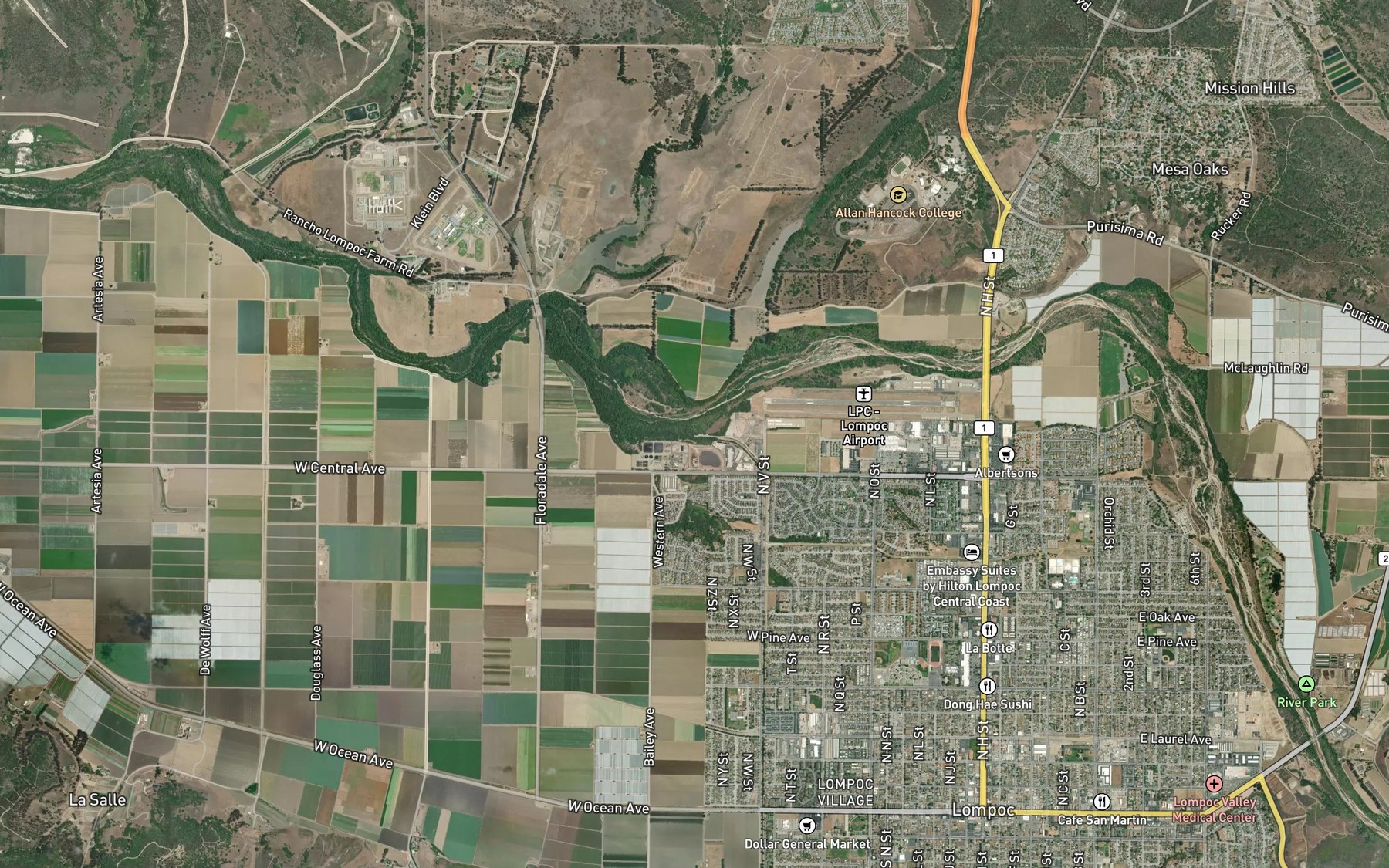 Satellite map of the San Miguelito Creek