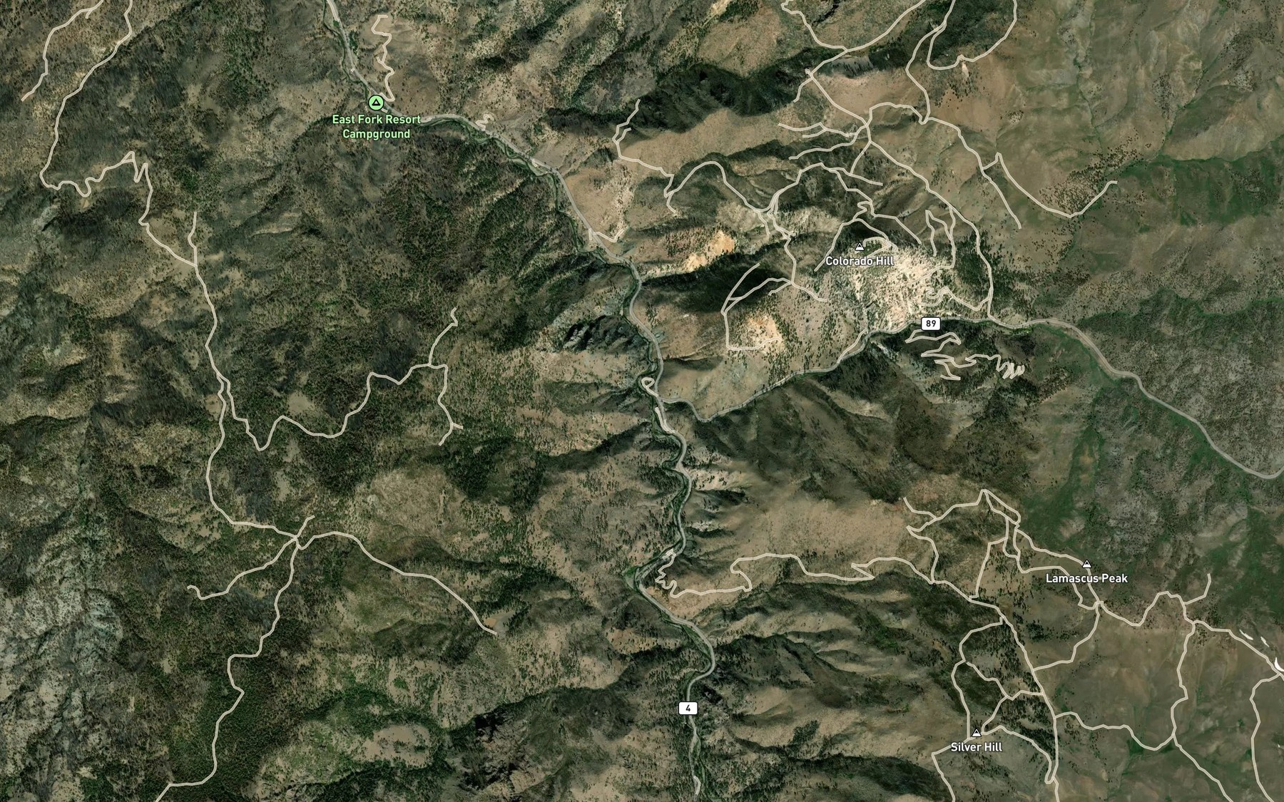 Satellite map of the Monitor Creek