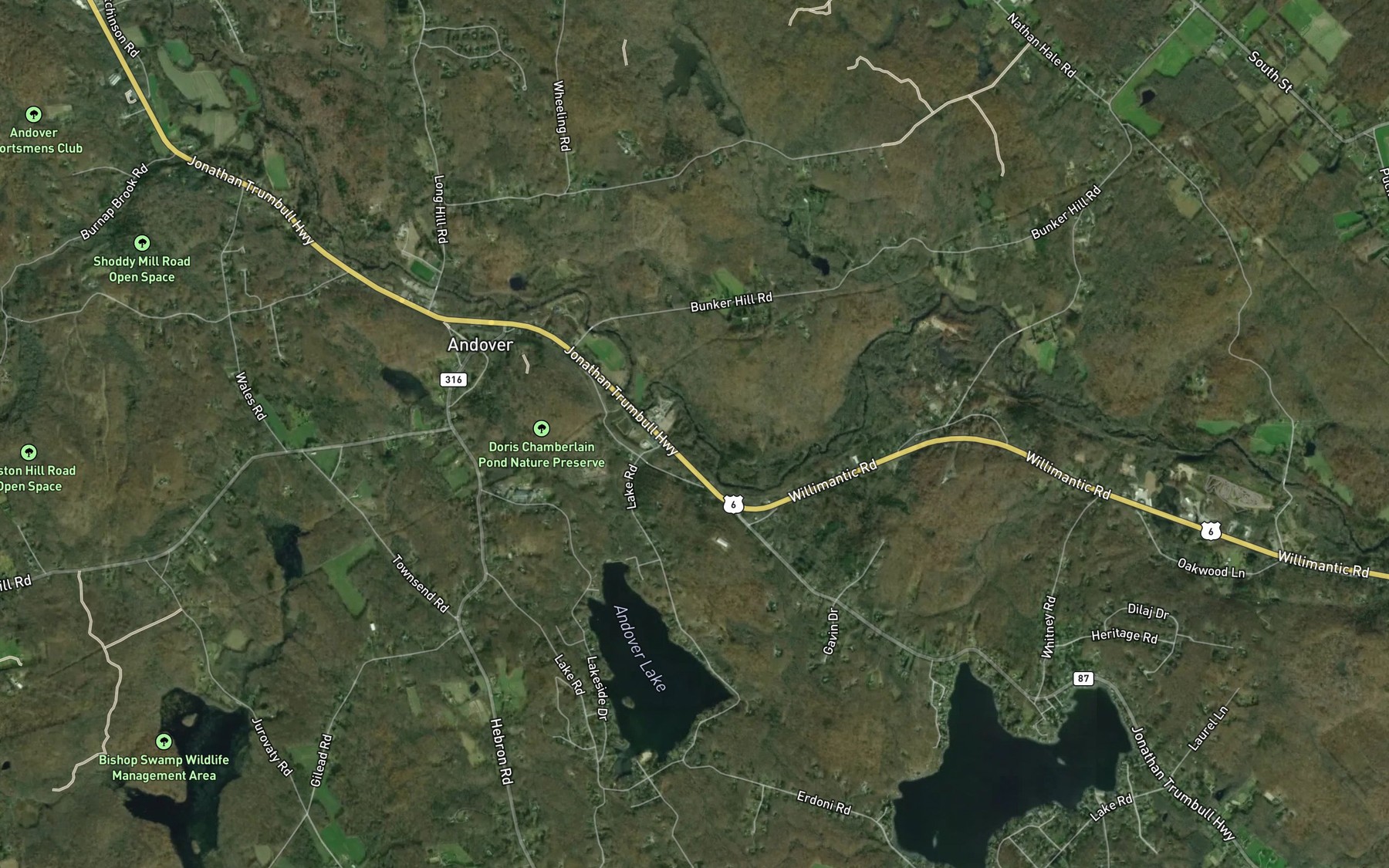 Satellite map of the Cheney Brook