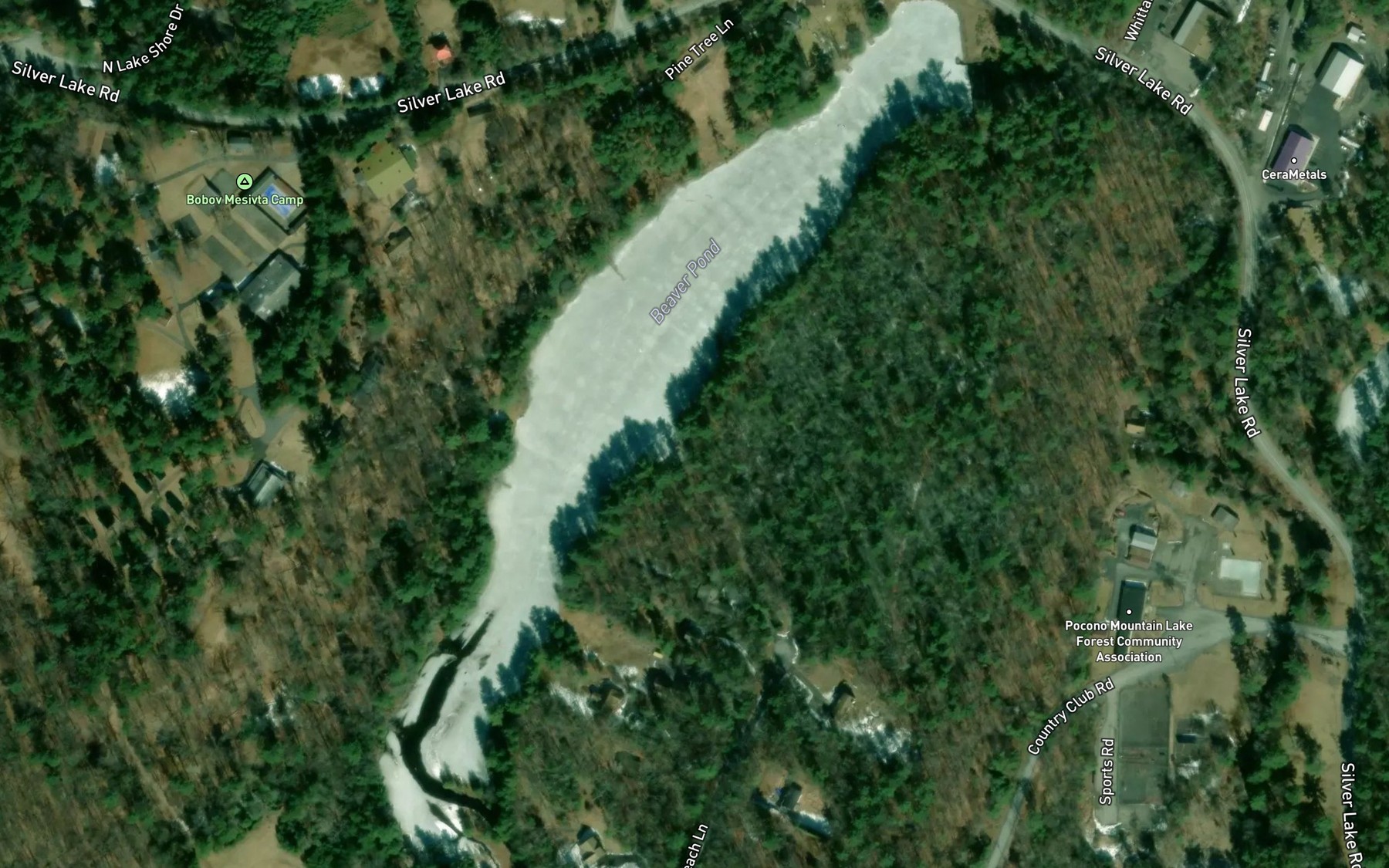 Satellite map of the Beaver Pond