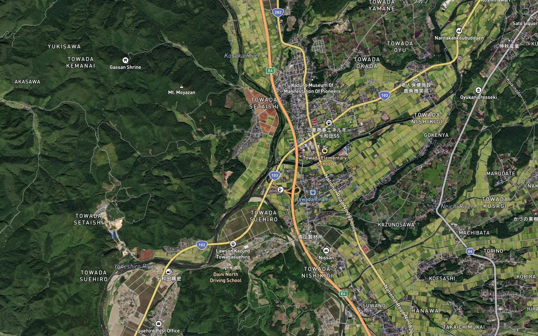 Satellite map of the Kosaka Gawa