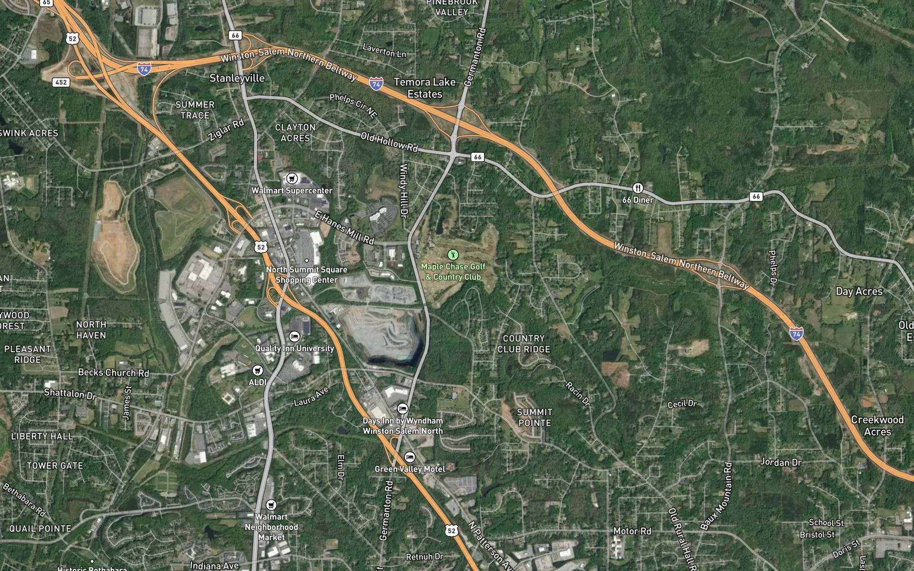 Satellite map of the Ogburn Branch