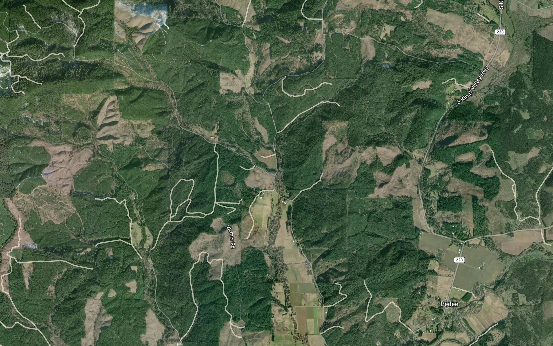 Satellite map of the North Fork Pedee Creek