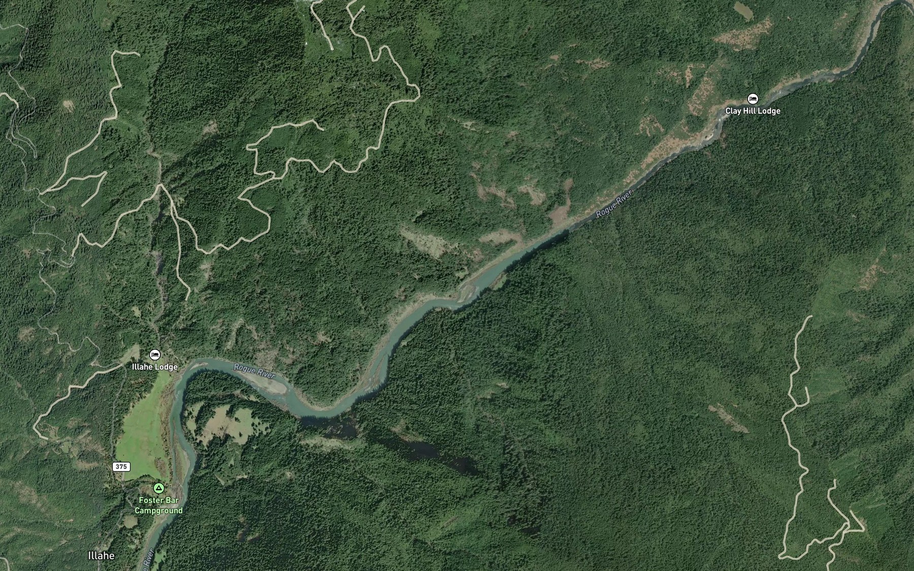 Satellite map of the Hicks Creek