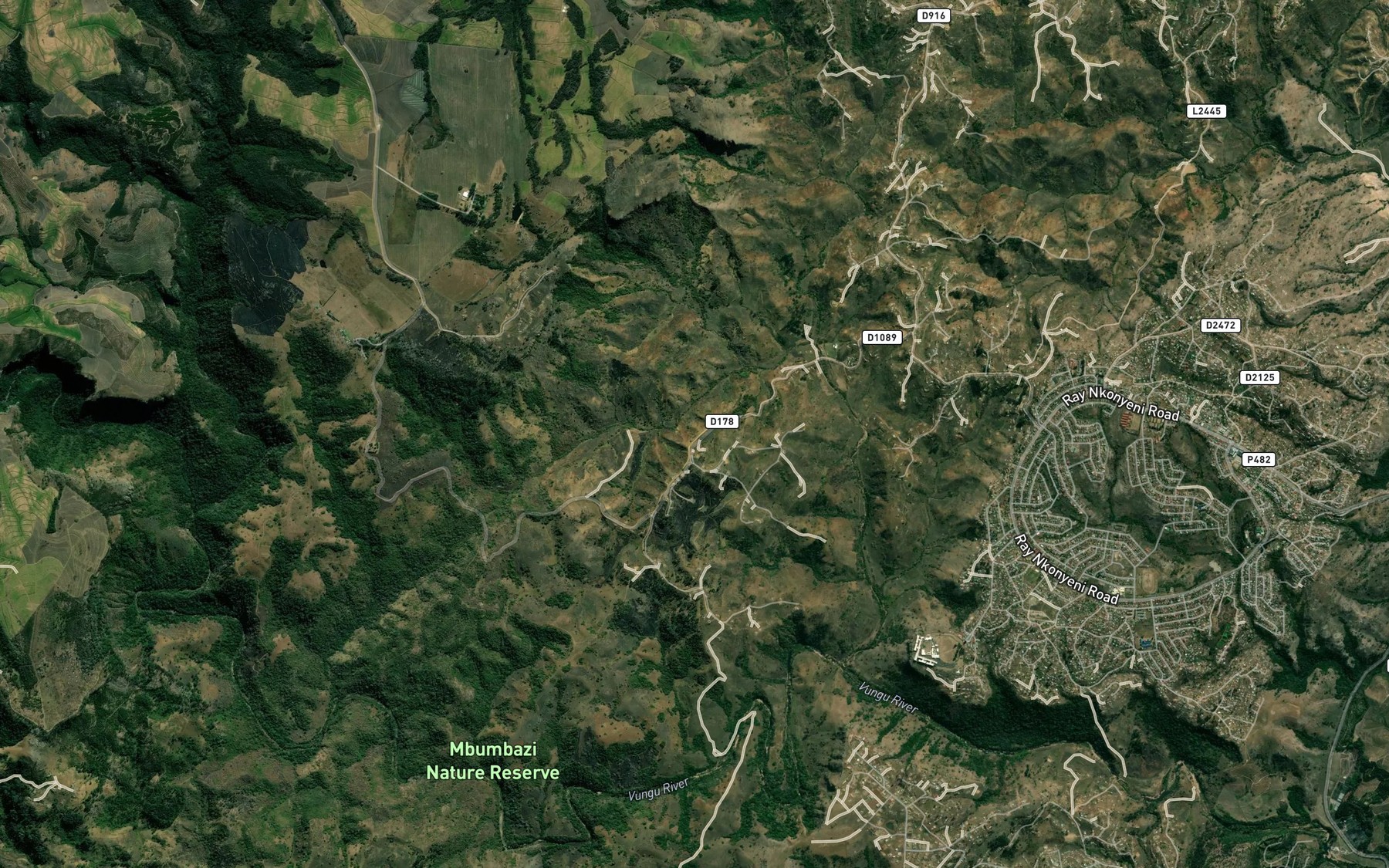 Satellite map of the Evungo River