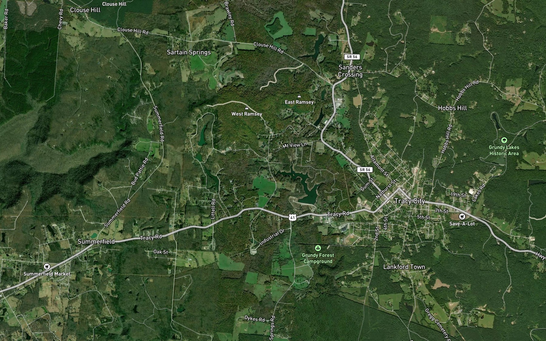 Satellite map of the Ramsey Branch