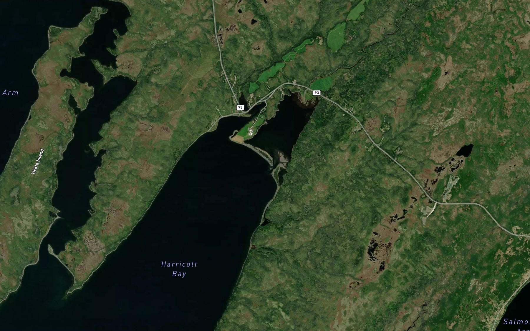 Satellite map of the Harricott Pond