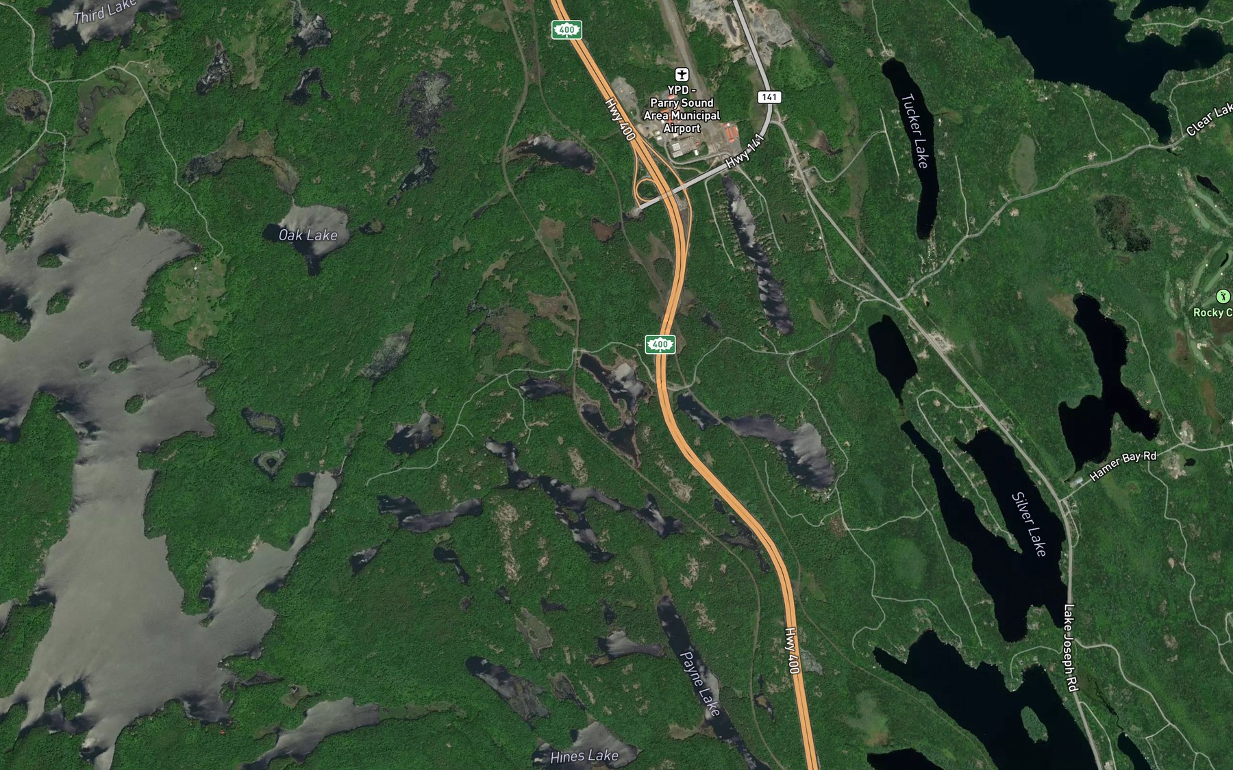Satellite map of the Beers Lake