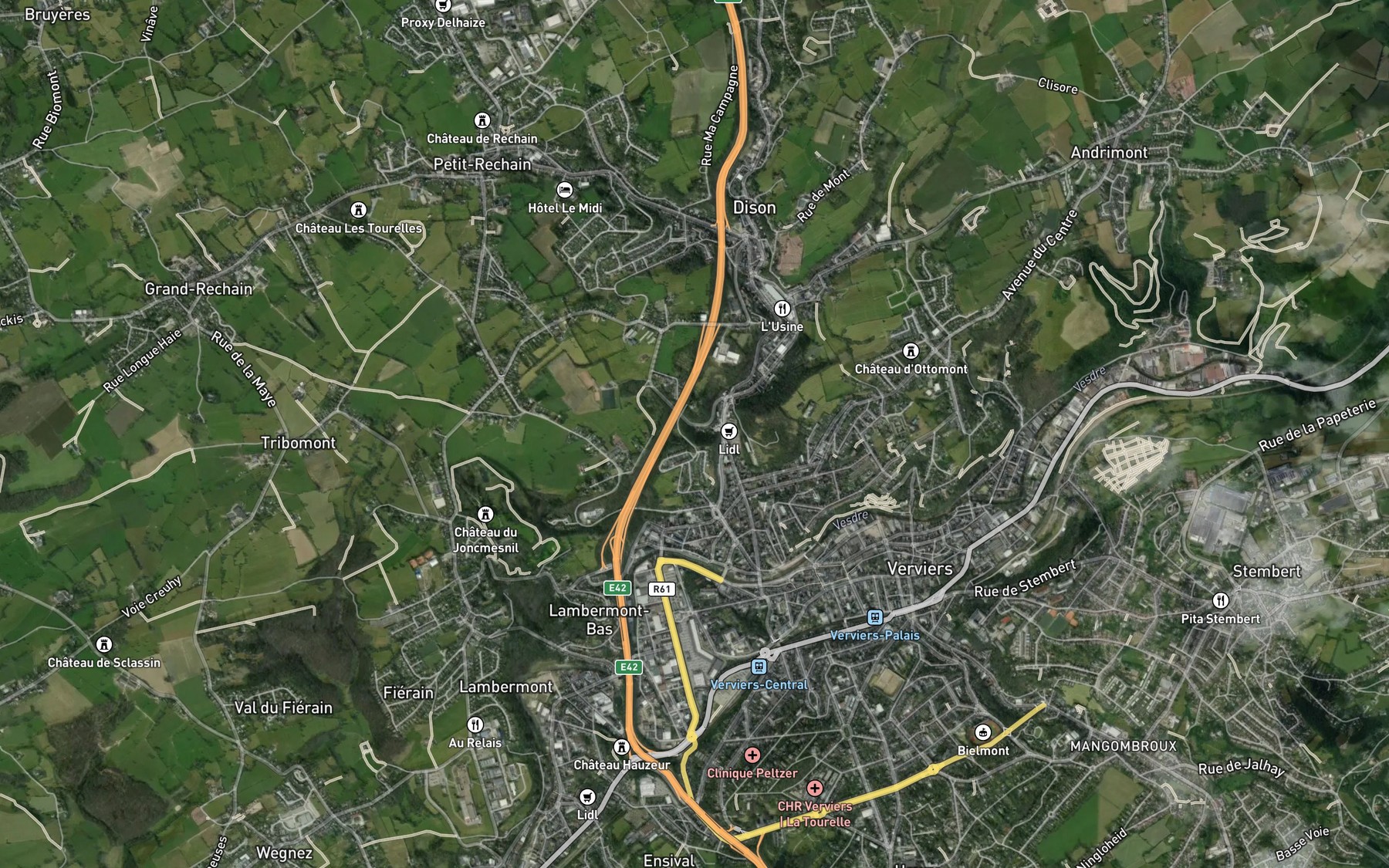 Satellite map of the Ruisseau de Dison
