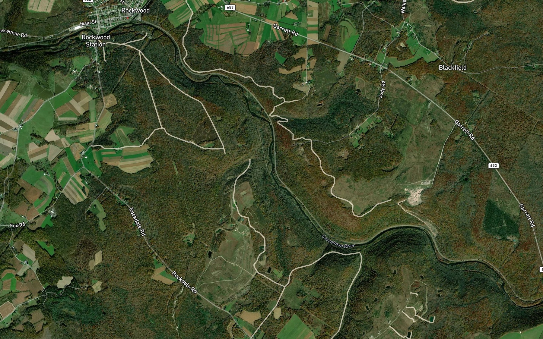 Satellite map of the Shafer Run