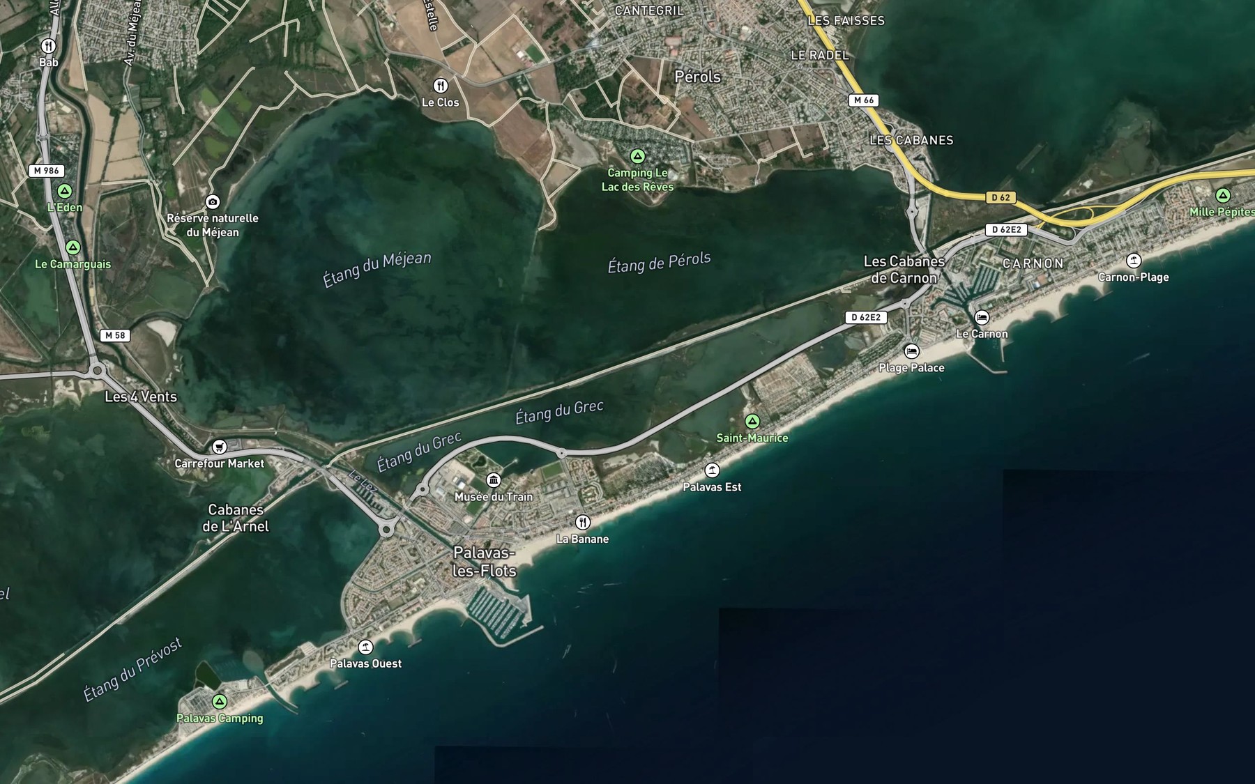 Satellite map of the Etang de Grec